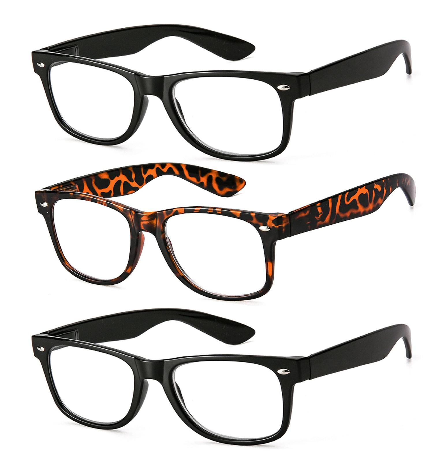 Blue Light Blocking Reading Glasses for Men and Women - Flexible Computer Eyeglasses 1.0x - 2 Black & 1 Tortoise Frames - Buy Online on GoSupps.com