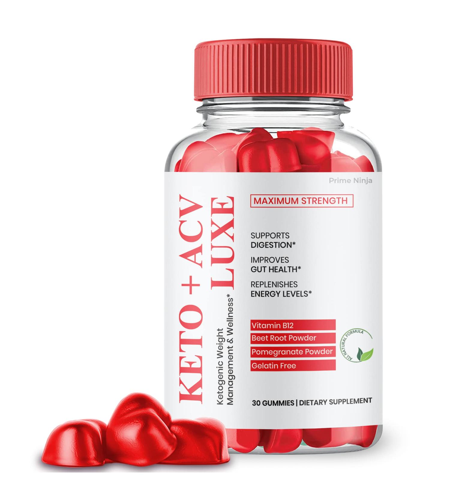 Luxe ACV Gummies: Original Powerful Formula with Maximum Strength Vitamin B12, Beet Root, and Pomegranate - 1 Pack - Buy Online on GoSupps.com