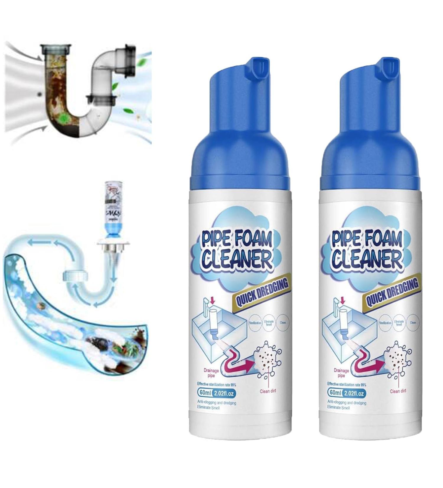 Yougo Drain Cleaner Get out Foaming Drain Cleaner Sink Foam Drain Cleaner Powerful Sink and Drain Cleaner Efficient Clog Removal and Cleaning Kitchen Toilet Pipe Quick Cleaning Tool (2 pcs) - Buy Online on GoSupps.com