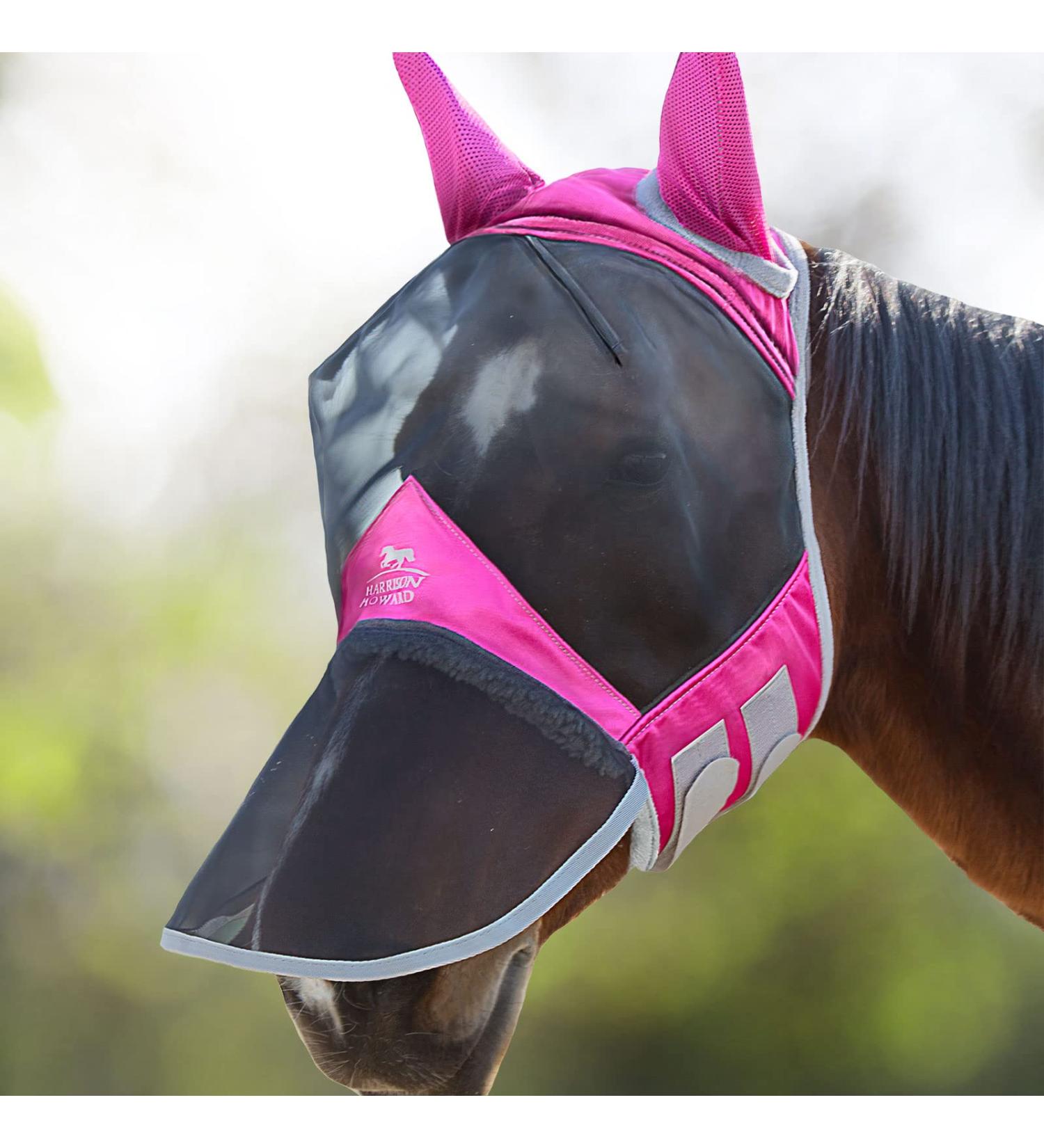 Harrison Howard CareMaster Pro Luminous Horse Fly Mask - UV Protection for Large Warmbloods (Pink) - Buy Online on GoSupps.com