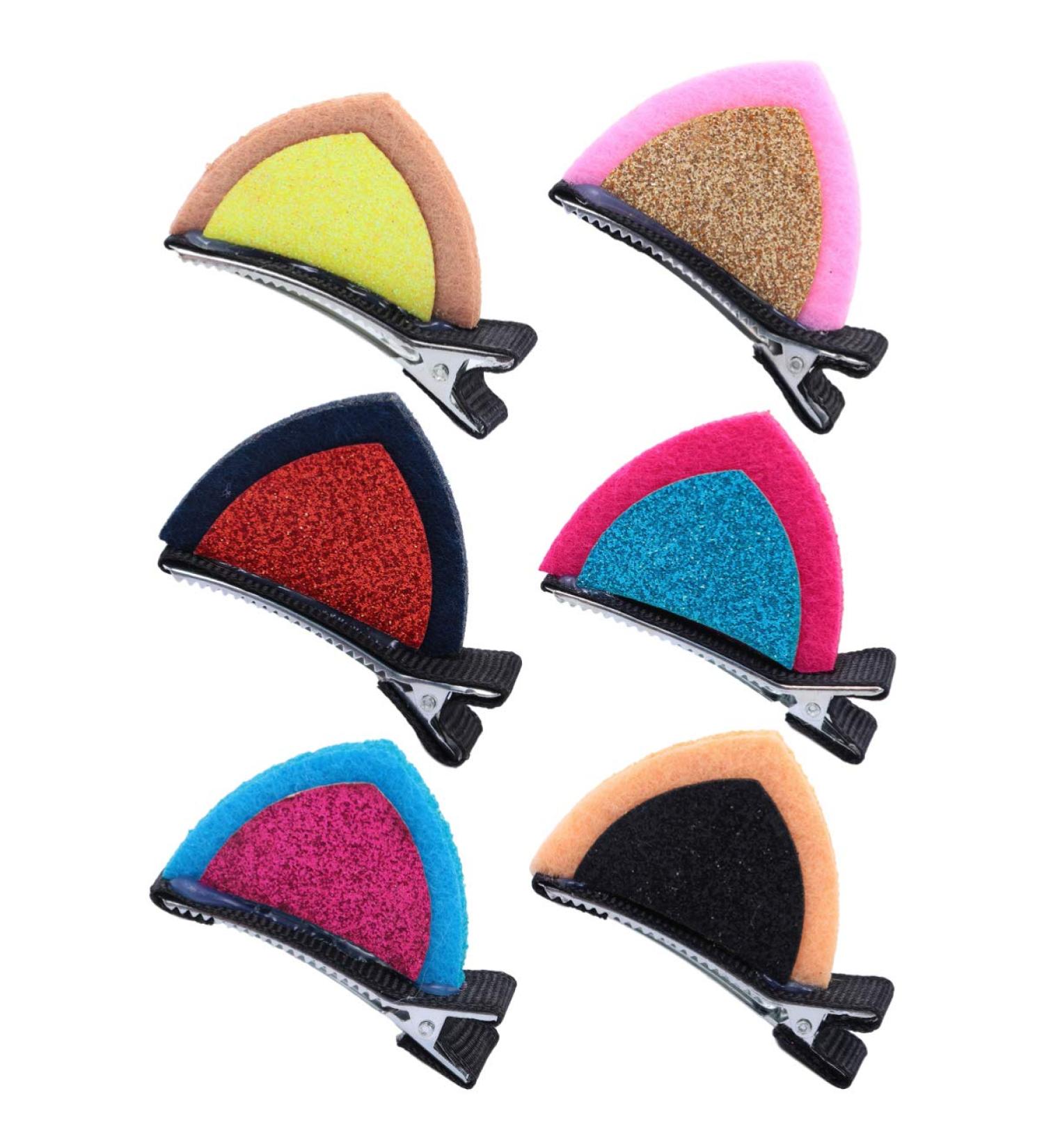 Frcolor Cat Ear Hair Clips - 6 Pairs Glittery Fabric Clips for Girls & Women | Perfect for Daily Wear Parties & Cosplay - Buy Online on GoSupps.com