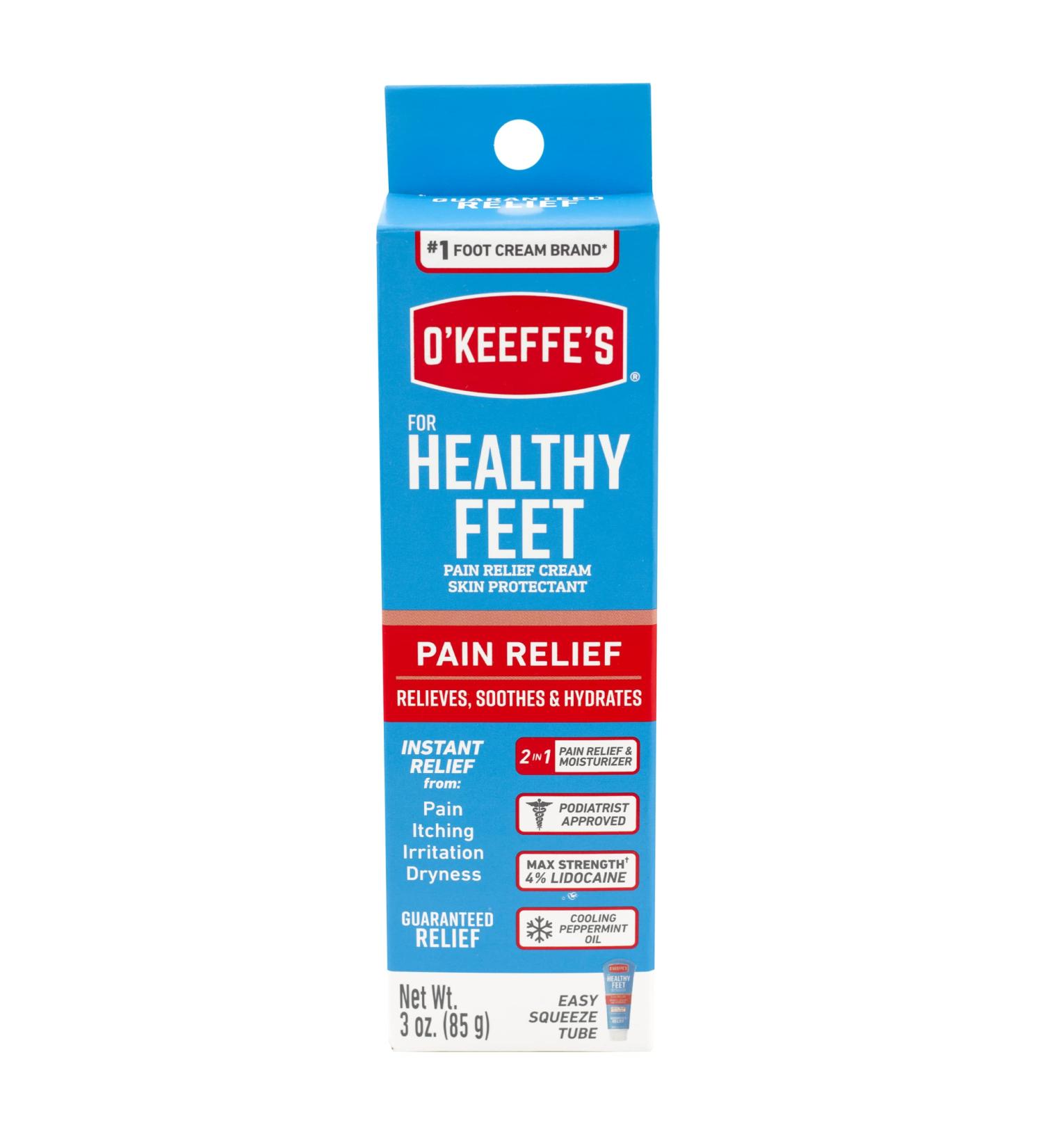 O'Keeffe's Healthy Feet Pain Relief Cream 3oz Tube - Foot Pain Cooling Treatment - Buy Online on GoSupps.com