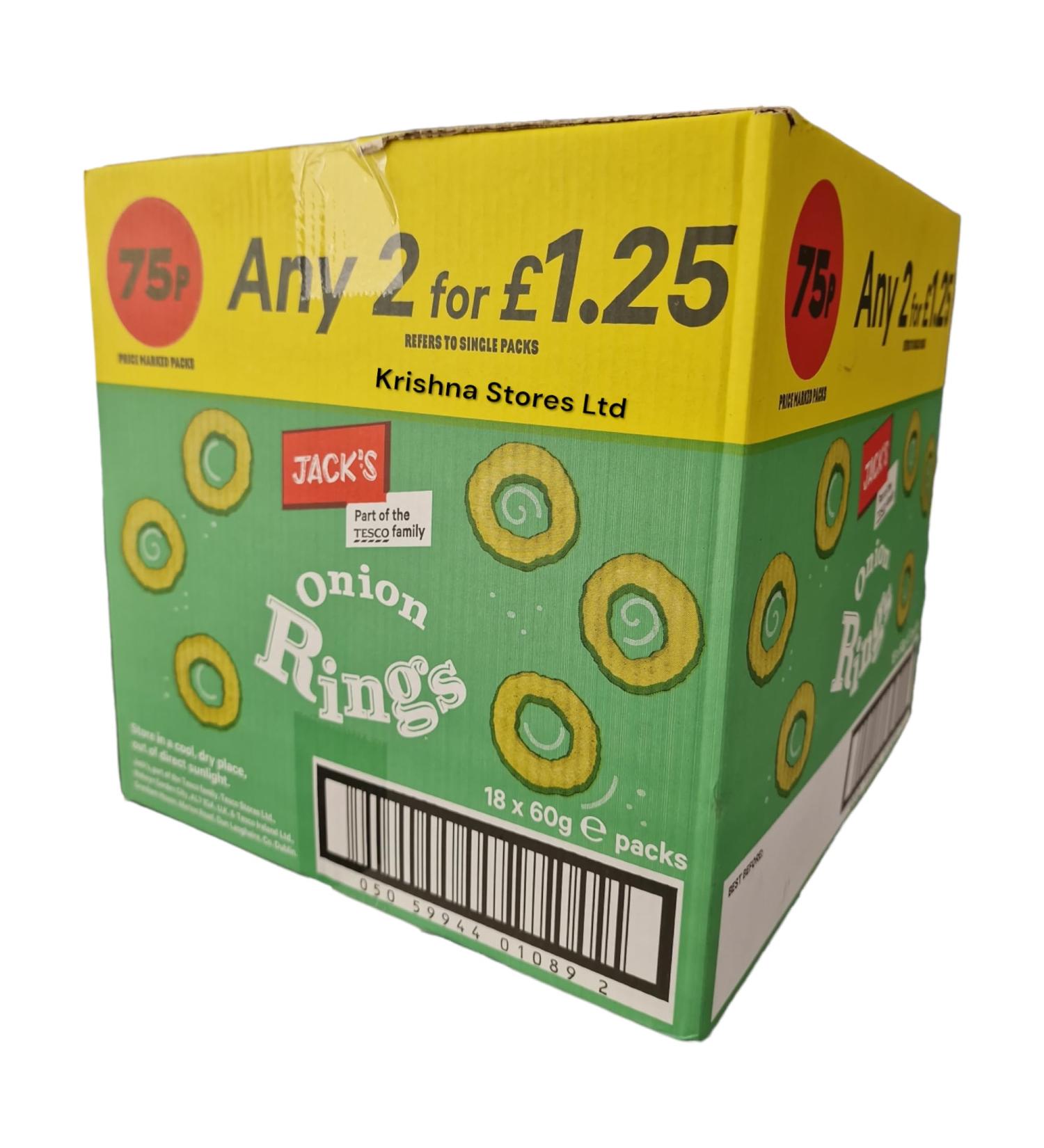 Jack's Onion Rings 18 bags - 60g each Exclusively sold by Krishna Stores Ltd - Buy Online on GoSupps.com