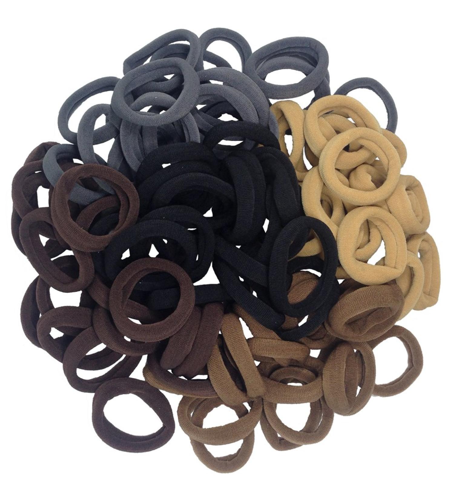 J-MEE Seamless Cotton Hair Bands 100PCS for Thick Hair - Neutral Colors | Ponytail Holders & Headband Scrunchies Hair Accessories - Buy Online on GoSupps.com