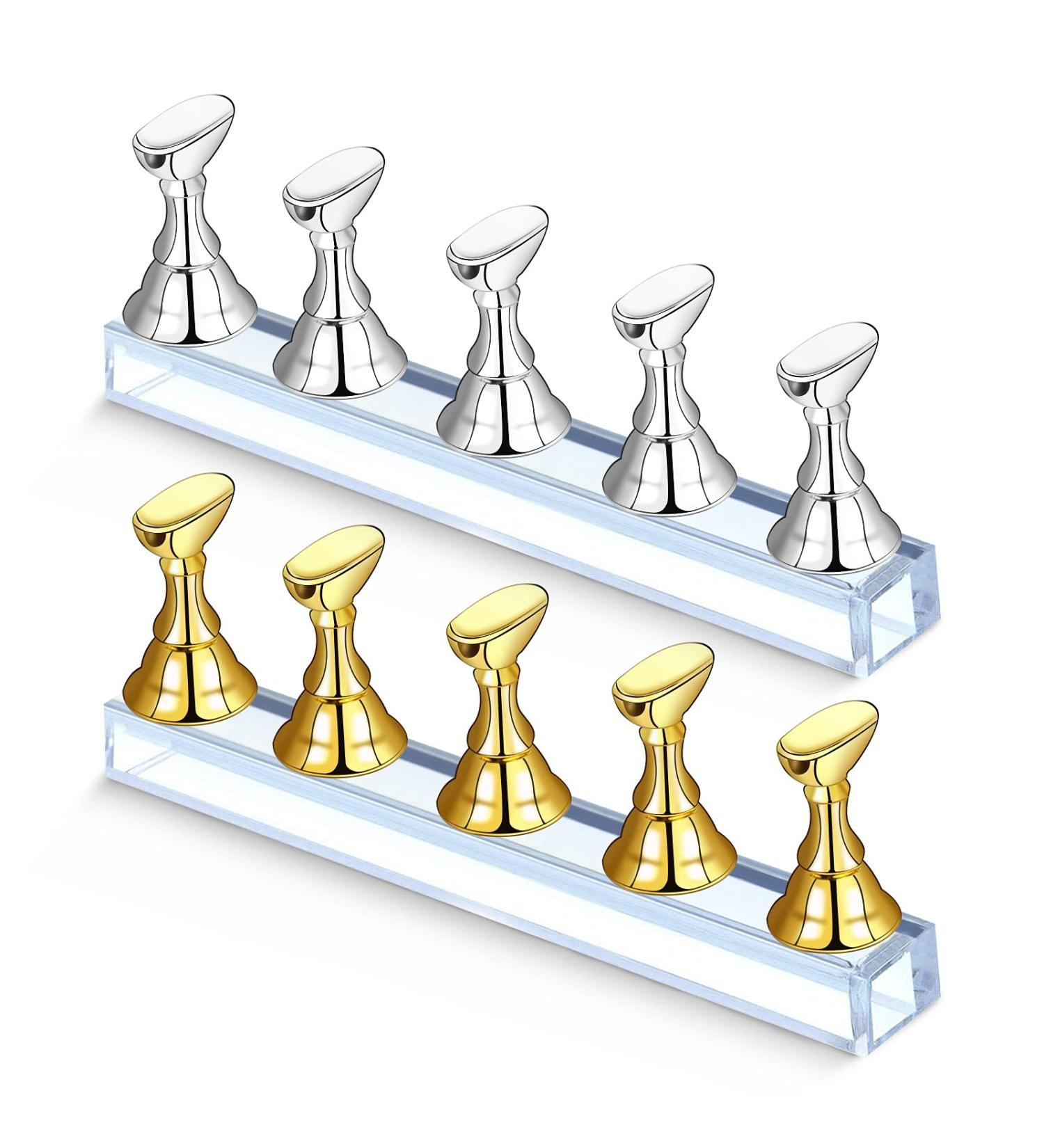 NAGE Display Stand - 2 Sets Magnetic Nail Practice Holder | DIY Nail Art & False Manicure Tool | Reusable Salon Exercise Stand - Buy Online on GoSupps.com