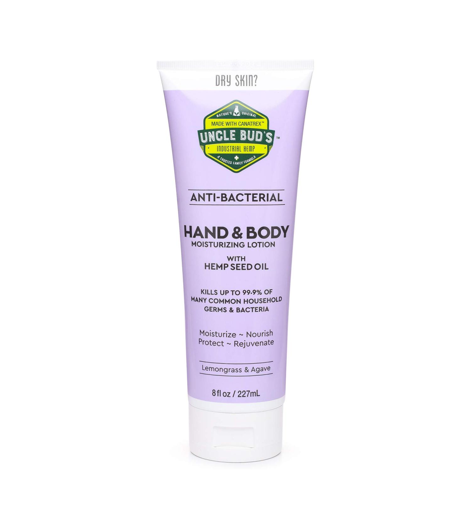 Uncle Bud's Hemp Anti-Bacterial Hand & Body Lotion - Pure Hemp Seed Oil Moisturizer - Buy Online on GoSupps.com