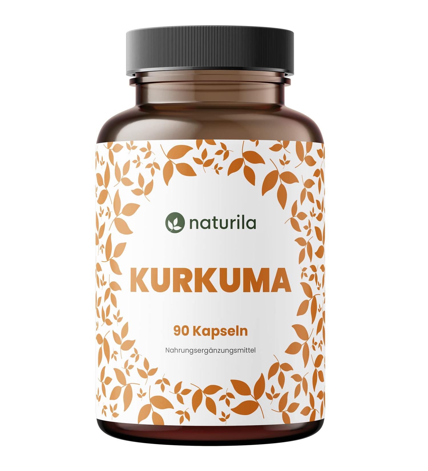 Naturila High Dose Turmeric Capsules - 16 000 mg Daily Dosage 90 Vegan Curcuma Capsules Pure 95% Extract 6-Month Supply Laboratory Tested - Buy Online on GoSupps.com