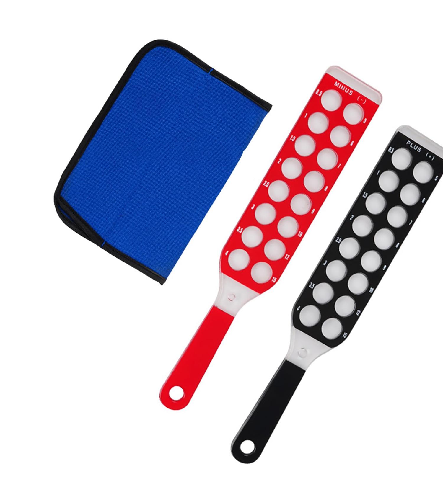 Optical Retinoscopy Rack Lens Set Retinoscopy Bars with a Nylon Pocket Red for Myopia Black for Hyperopia for The Quick Examination of Diopter of Spectacles 2 Bars 32 Lenses  - Buy Online on GoSupps.com