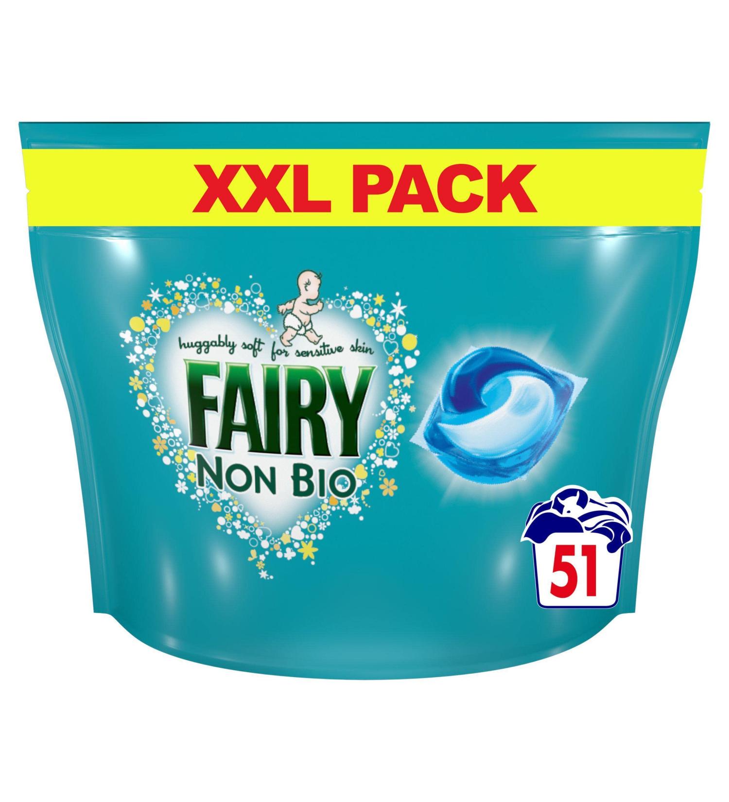 Fairy Non Bio Pods Washing Liquid 51 Capsules Unscented 51 Count (Pack of 1)