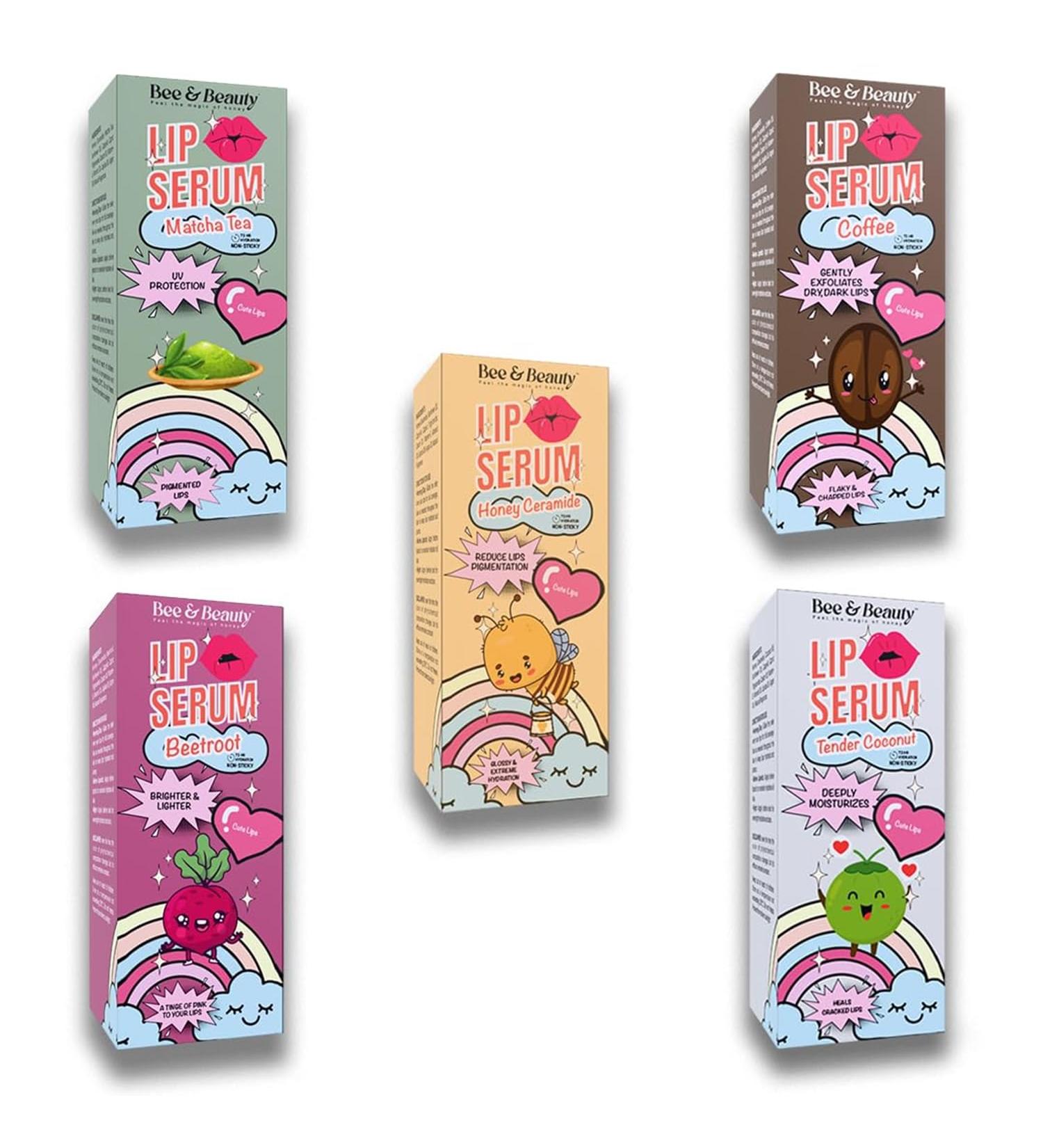 Bee & Beauty Moisturizing Lip Serum Roll On Combo - 5ml Each With Natural Flavours Nourishes Hydrates And Gently Exfoliates For Men And Women Natural Pink Lip Roll On For Daily Lip Care - Buy Online on GoSupps.com