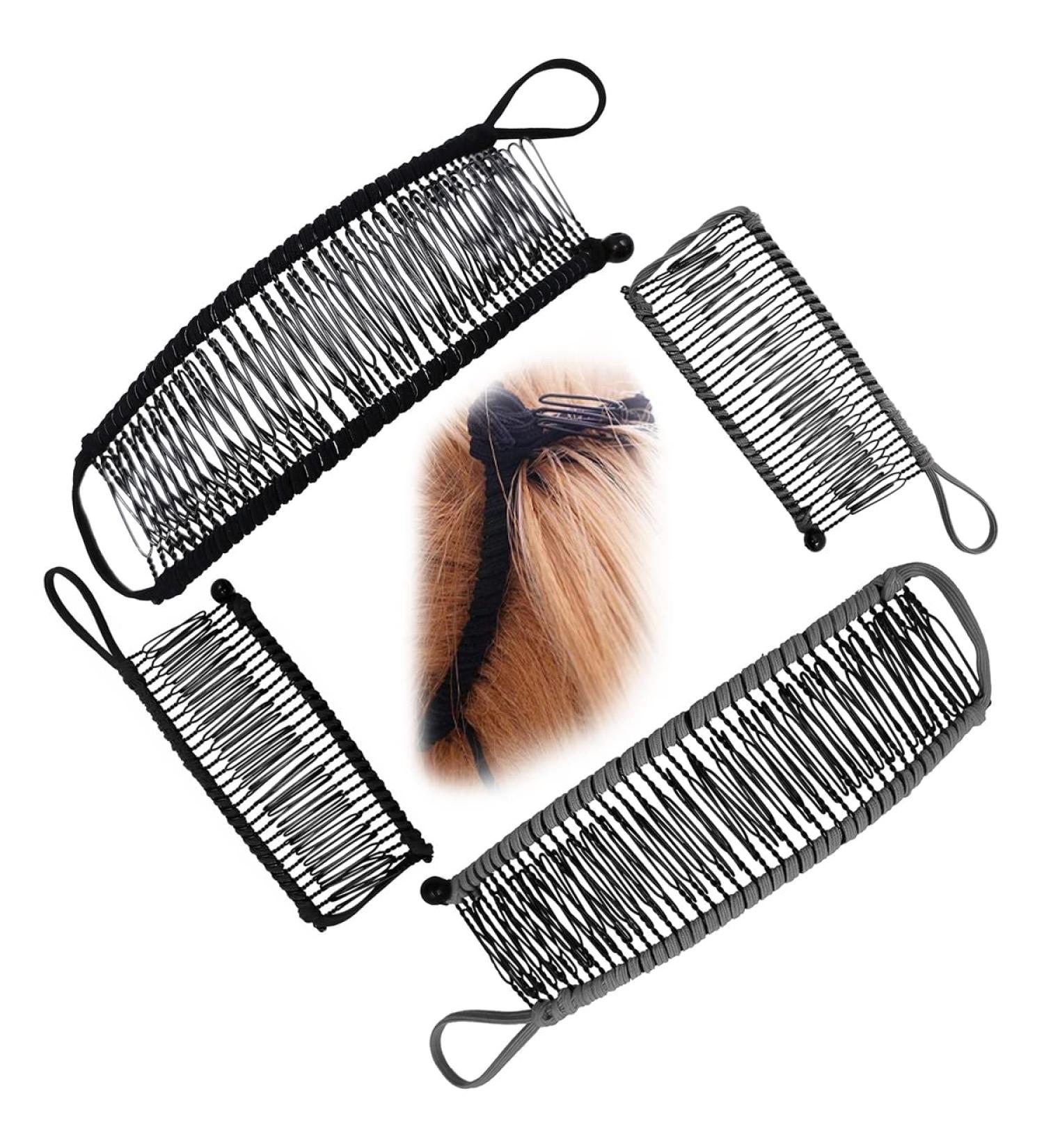 Vintage Bananen Crest Clips | Stretchable Dual Ridge Hair Clips - 4-Pack by Taizer | International Shipping - Buy Online on GoSupps.com