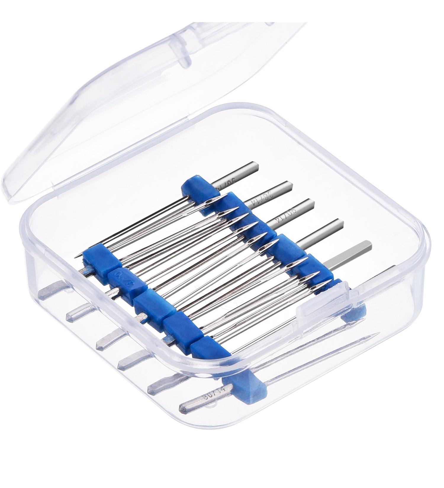 12-Piece Double Twin Needles Set with Plastic Box for Household Sewing Machine - 2.0/90, 3.0/90, 4.0/90 Sizes - Buy Online on GoSupps.com