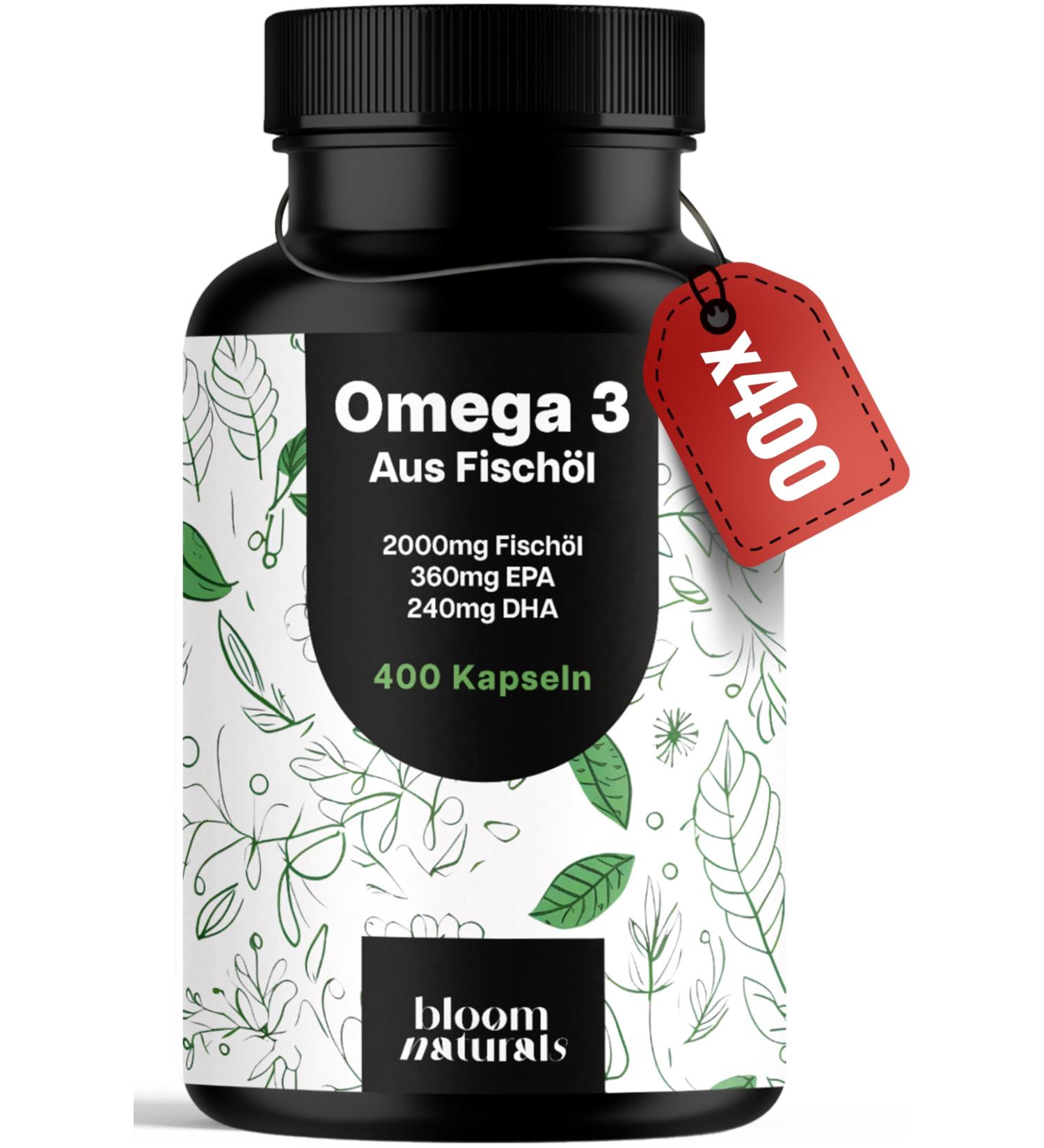 Supplement Hub Omega 3 Capsules High Dose 400 Capsules with 2000mg EPA 360mg & DHA 240mg Fish Oil per Daily Dose Omega 3 Fatty Acids Produced in Germany Laboratory Tested - Buy Online on GoSupps.com