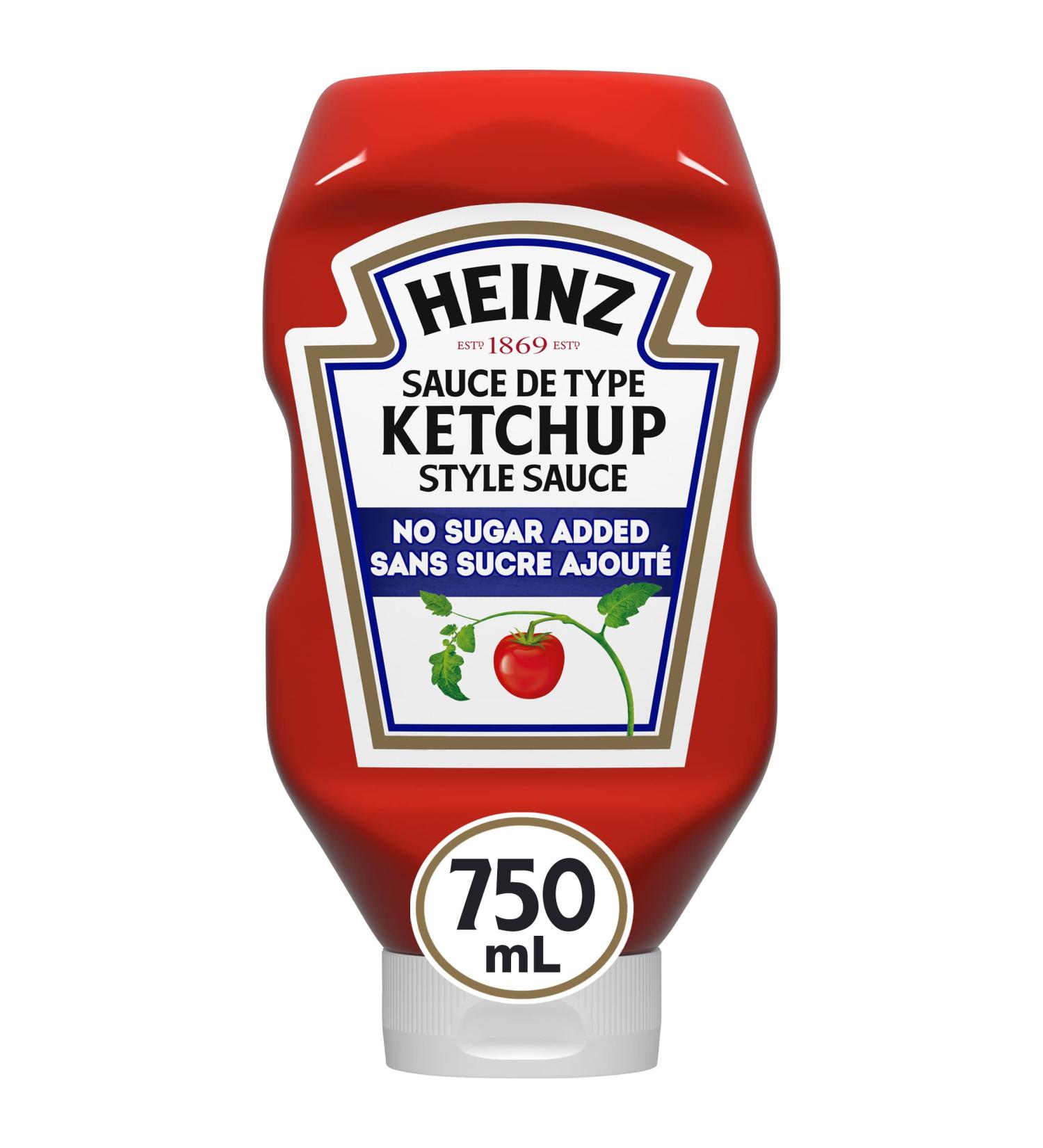 Heinz Ketchup No Sugar Added 1 Count 750ml (25.36 fl oz) - Canadian Ketchup - Pack of 1 - Buy Online on GoSupps.com
