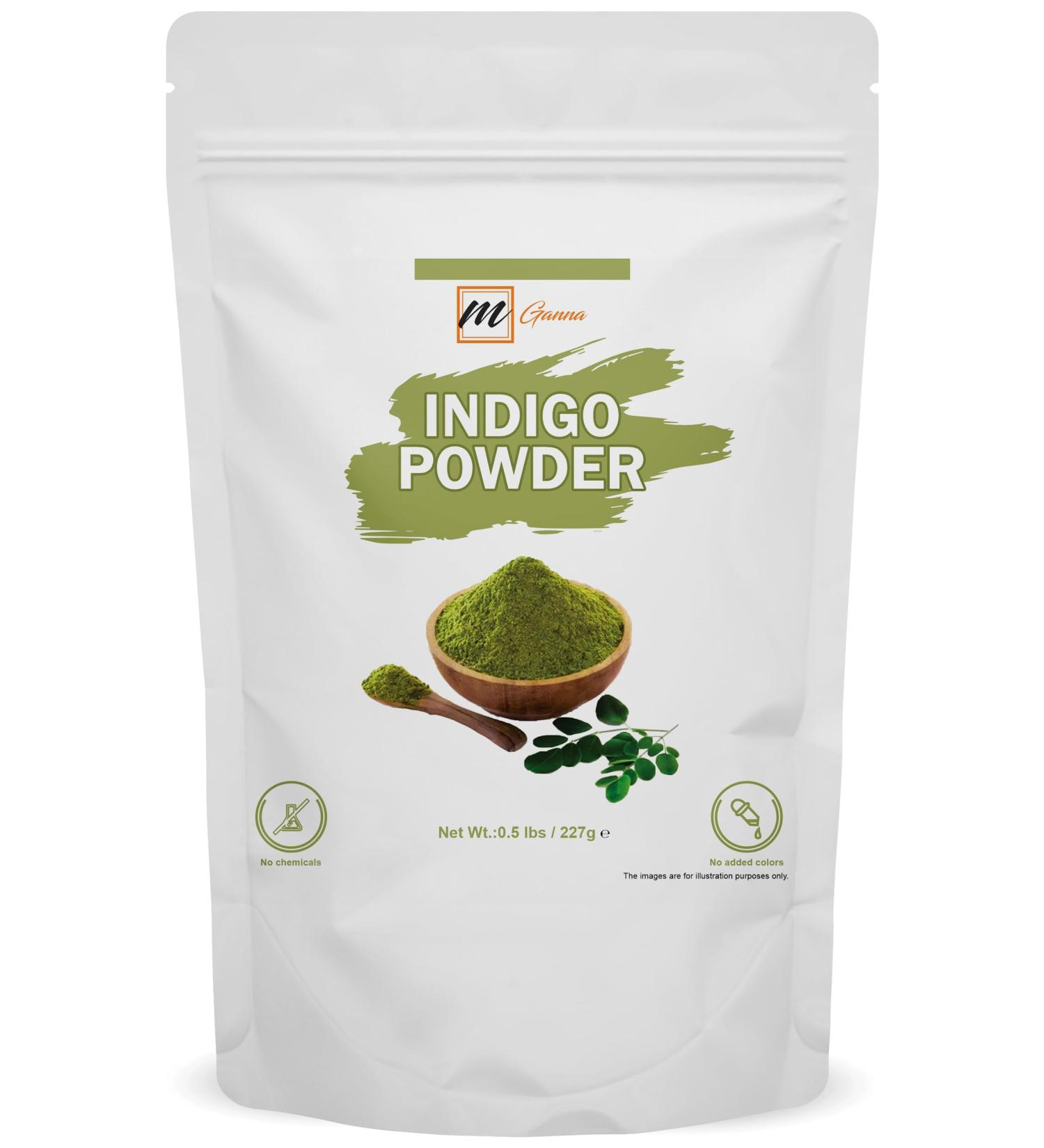 mGanna 100% Natural Indigo Powder For Hair Dye and Color 0.50 LBS 227 GMS | No Sulfates | No PPD or Any Chemicals for Healthy Hair Care - Buy Online on GoSupps.com