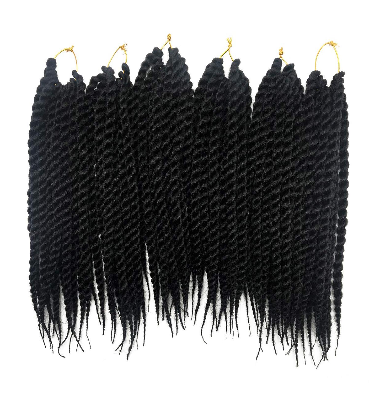 Coolbers 6 Packs Havana Mambo Twist Crochet Braids - 18 Inch Kanecalon Jumbo Twist Hair Extensions | Bulk 1B Color 6 Pieces - Buy Online on GoSupps.com