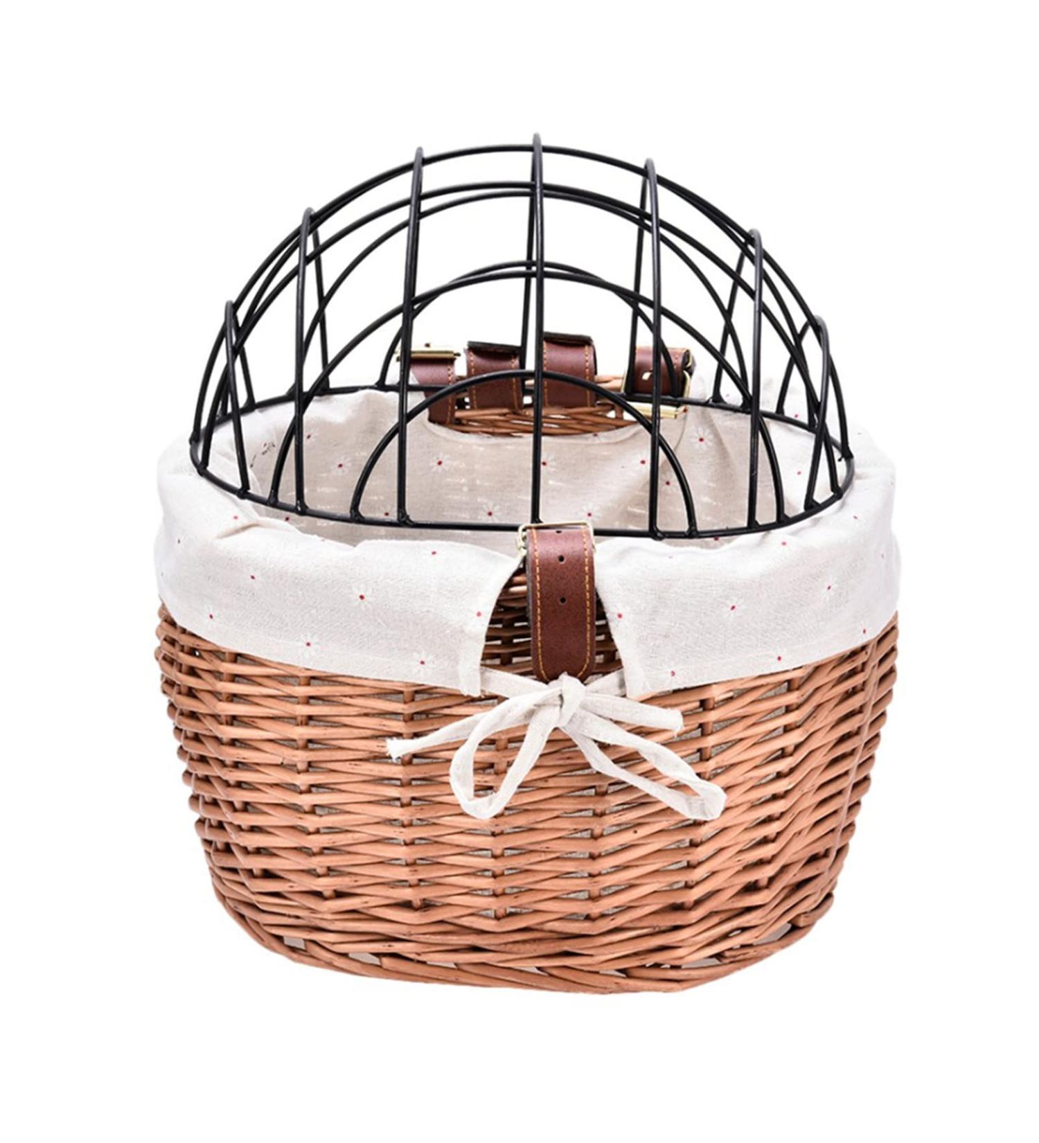 Cat Basket | Wicker Basket For Small Dog Cat Pet Carrier | Front Basket With Wire Mesh Cover | Detachable Pet Carrier | Pet Carrier Front Basket For Dog Puppy Cats - Buy Online on GoSupps.com
