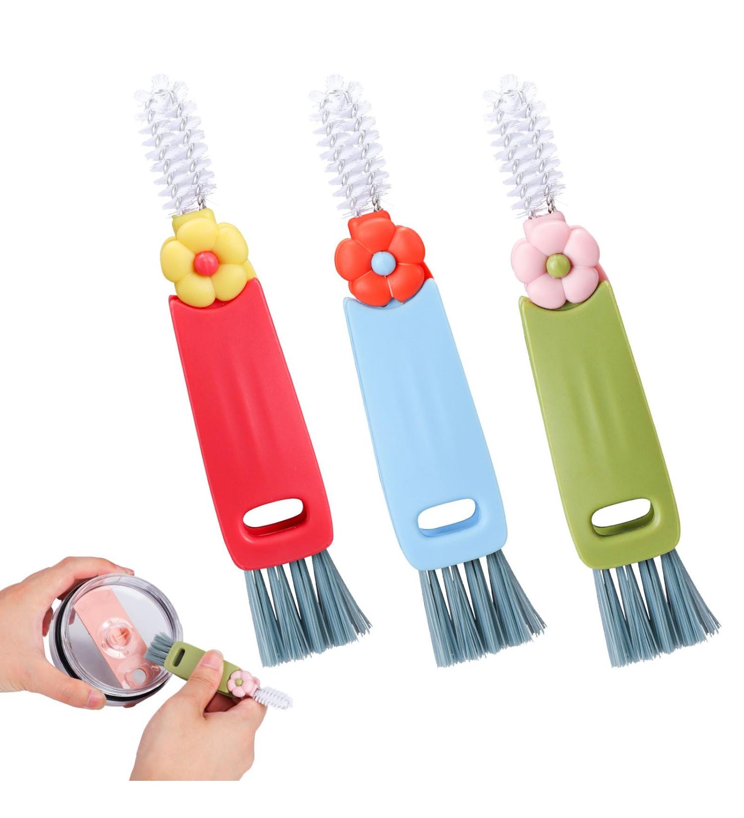 3 in 1 Cup Lid Gap Cleaning Brush 3 Pack Multifunction Insulation Bottle Cleaning Tools for Bottle Gap Tight Spaces Cup Kitchen Brush Small Silicone Bottle Brush Cleaner - Buy Online on GoSupps.com