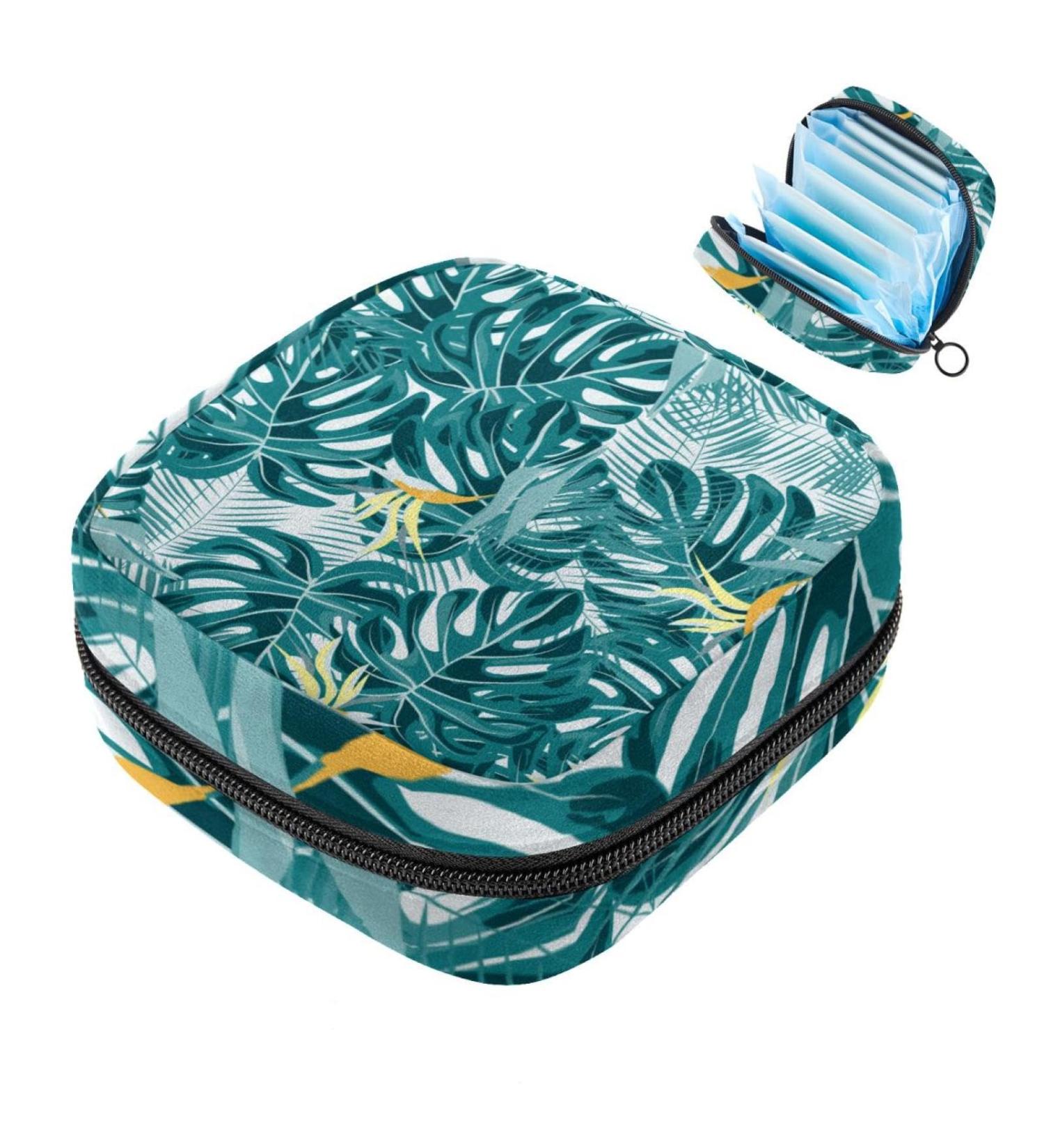 Portable Women's Menstrual Cup Bags | Colorful Binding-Up Bags for Teens | Tropical Plant Pattern - Buy Online on GoSupps.com