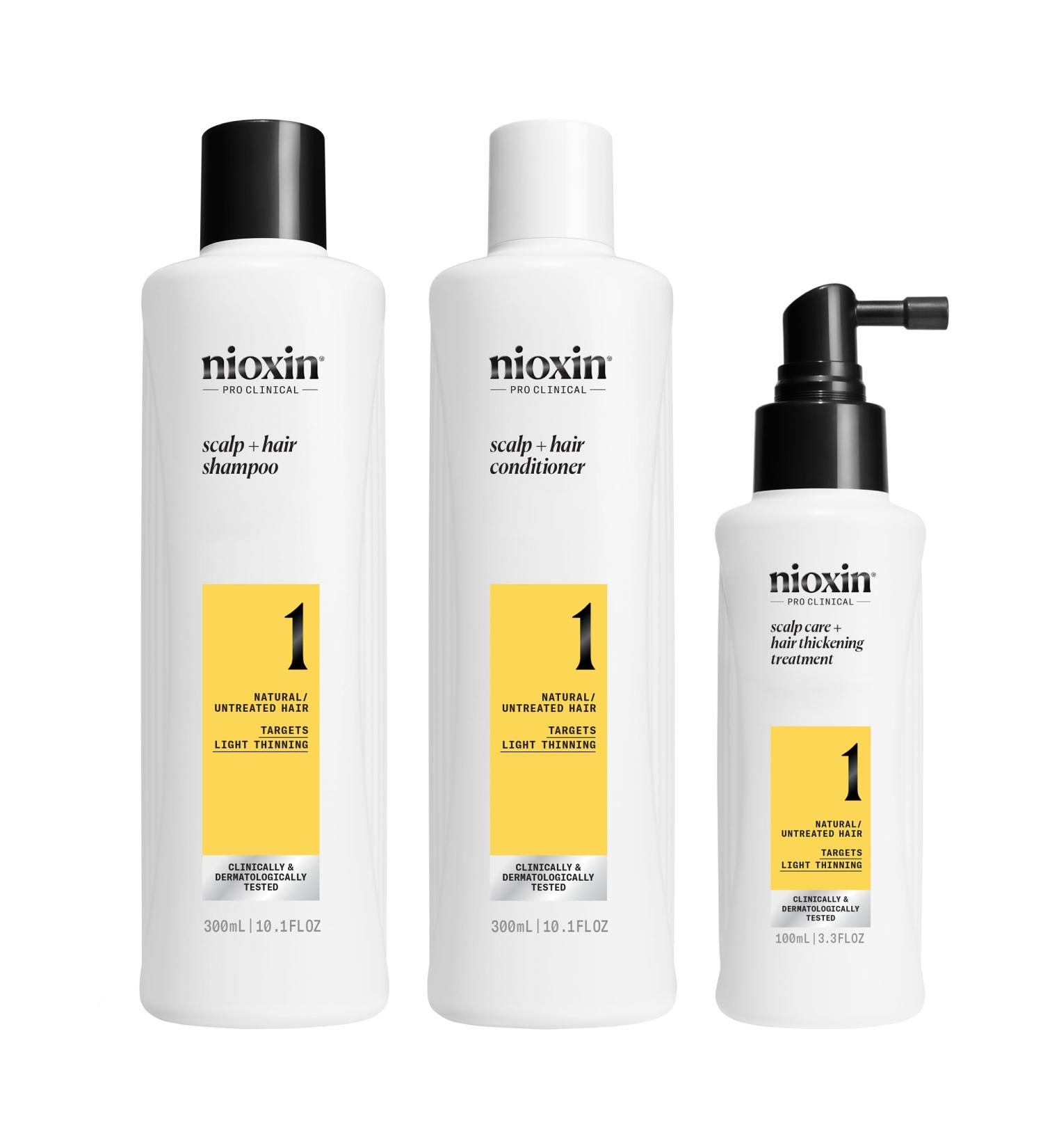 NIOXIN System 1 - for Natural Hair Moderate Hair Loss - Kit/Shampoo/Conditioner/Scalp Care - Buy Online on GoSupps.com