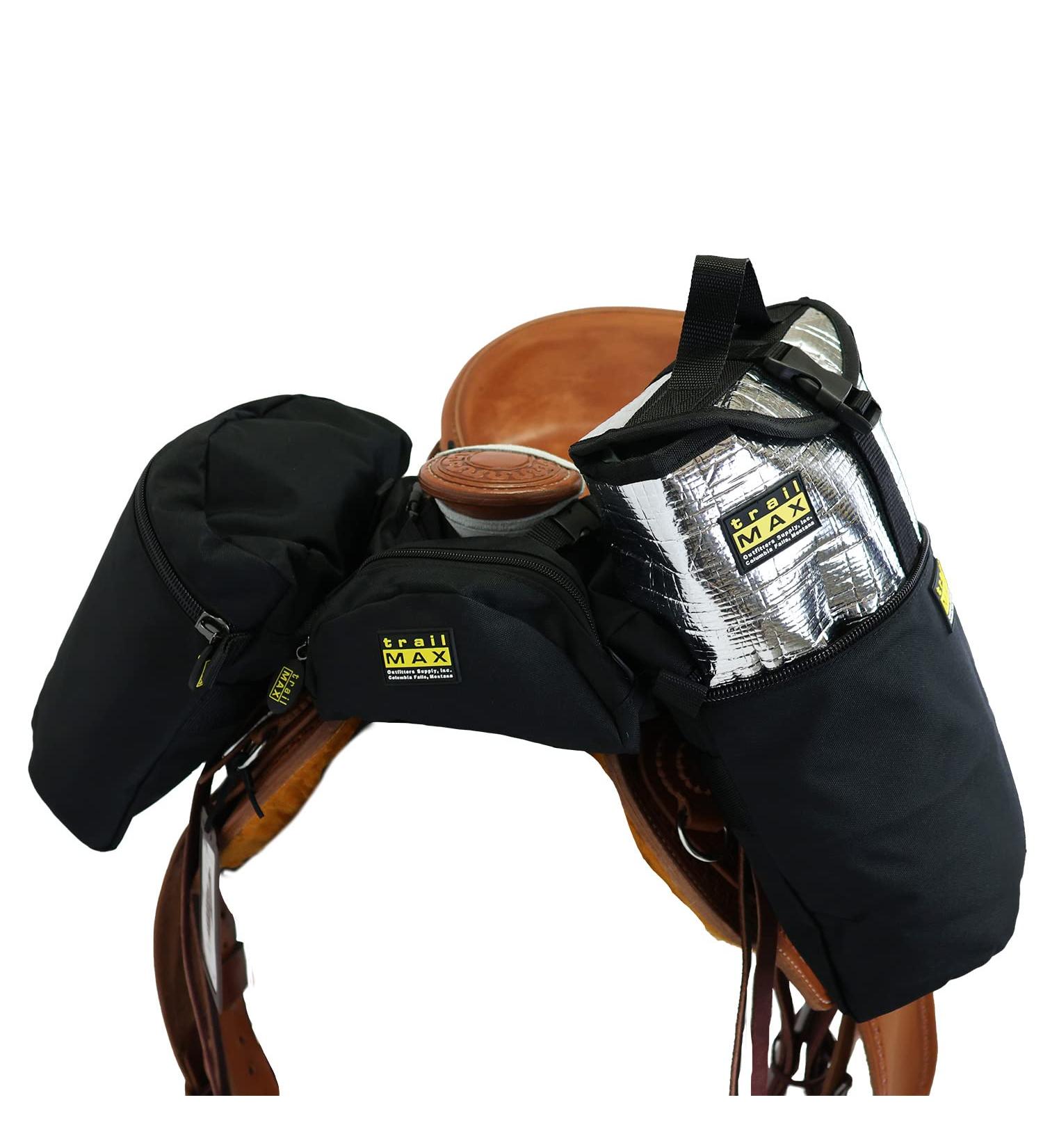 Trailmax Horn Saddlebag & Pommel Pocket Combo | Western & Endurance Saddlebags for Trail Riding | Durable Black Saddlebags for Horses - Buy Online on GoSupps.com