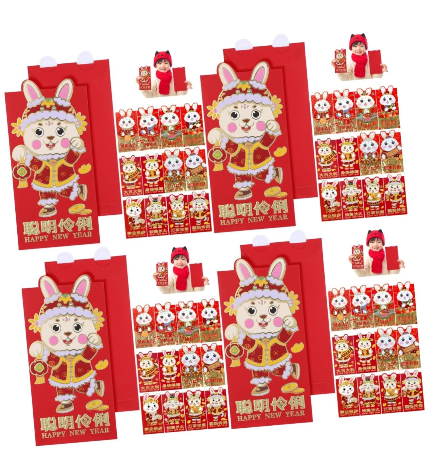ABOOFAN 96 Pcs 2023 Year of The Rabbit Red Packets Cash Envelope Spring Festival Red Bag Lunar New Year Envelope Luck Money Bag Red Purse Money Envelope Chinese New Year's Bag Pocket Paper - Buy Online on GoSupps.com