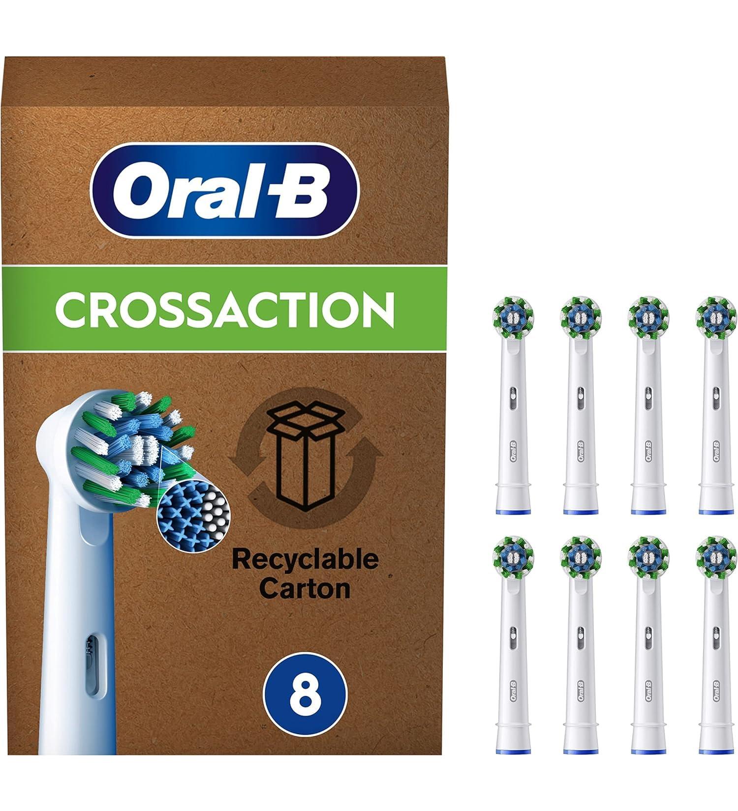 Oral-B Pro CrossAction Replacement Parts for Electric Toothbrush 8 Pack White - Original (Letterbox) New Version (Buzon)