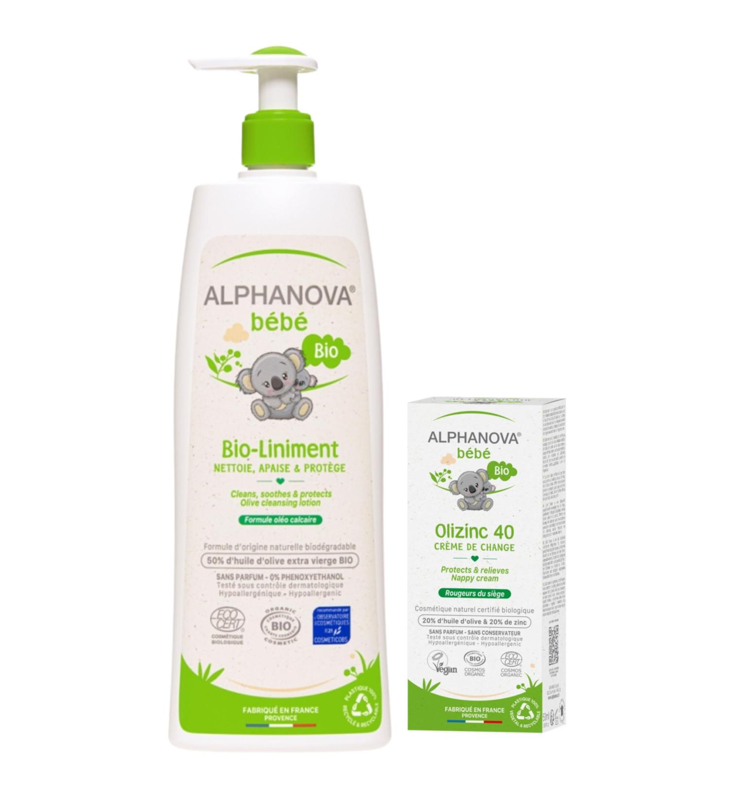 Buy Paravostra Alphanova Bio-Liniment 500 ml & Olizinc Organic Change Cream 50 g | Clean Calm & Protect | Vegan Organic Made in France - International Shipping - Buy Online on GoSupps.com