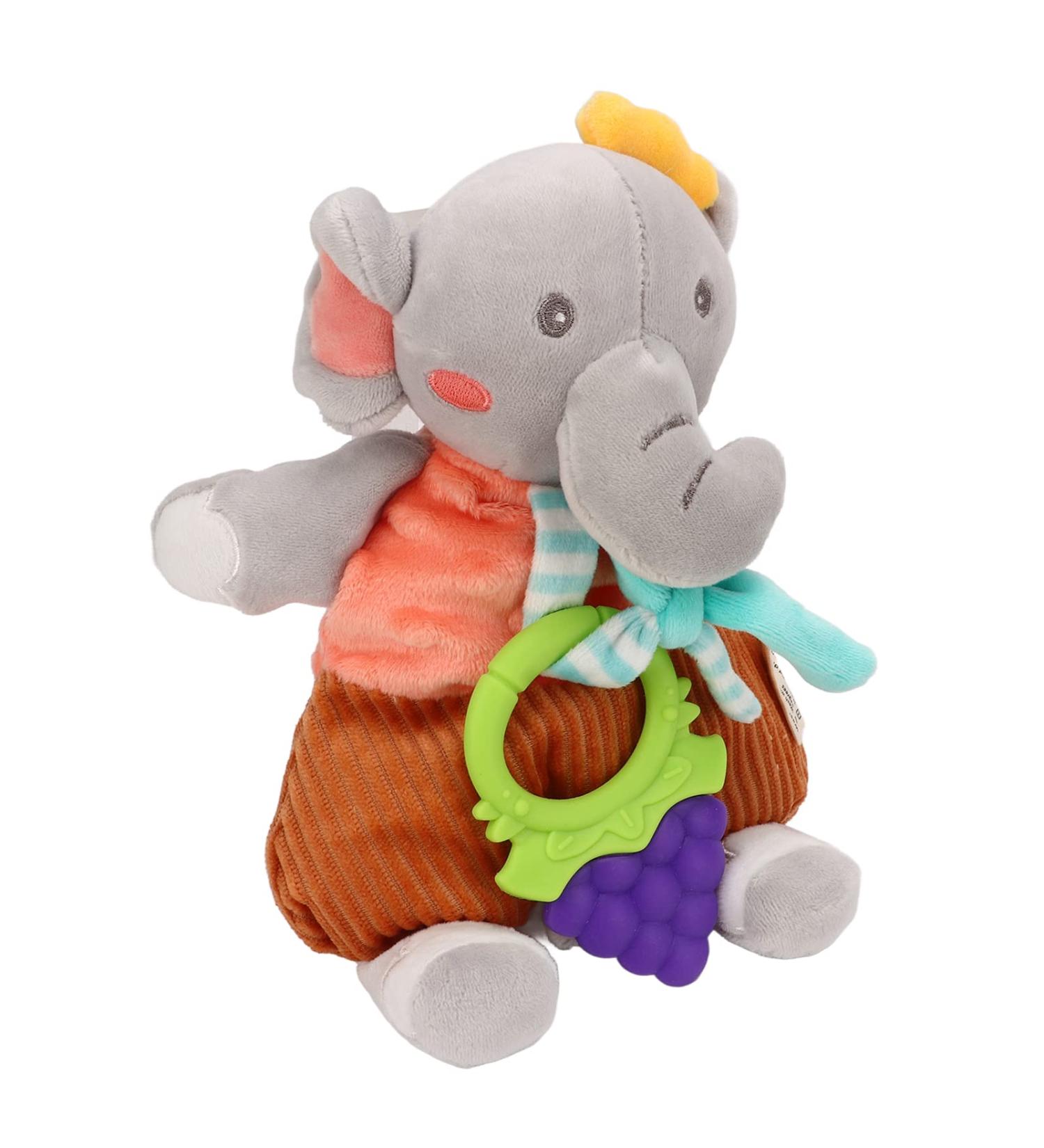 Soft Plush Newborn Cuddly Toy - Sensory Elephant Doll with Bite Ring for Baby Sleep & Comfort - Buy Online on GoSupps.com