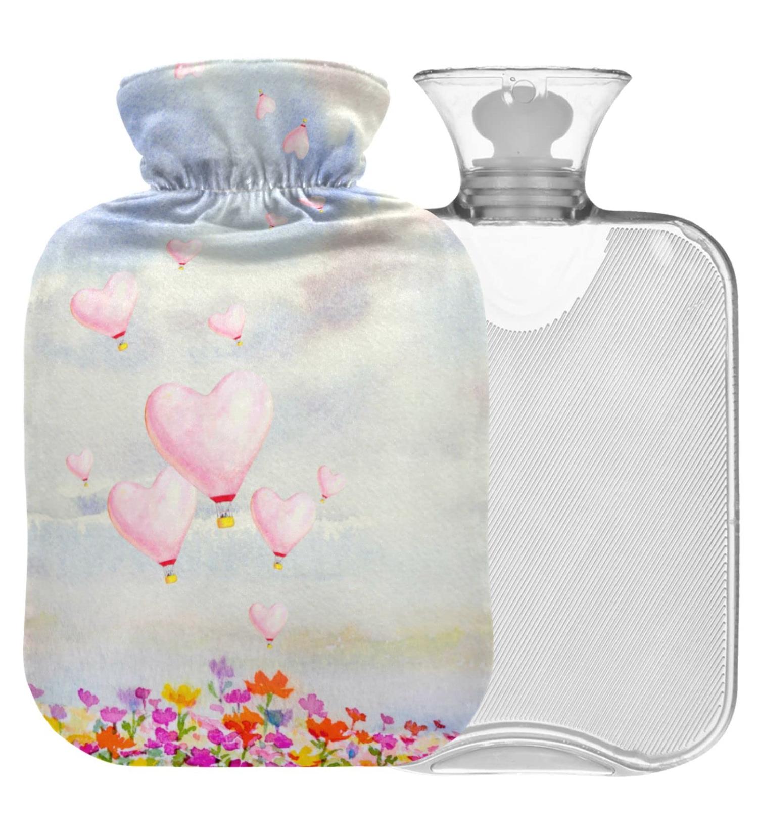 Naanle Floral Cat Hot Water Bottle 1L Transparent Heat Bottle for Pain Relief & Therapy | Back Hand Feet Warmer - Buy Online on GoSupps.com