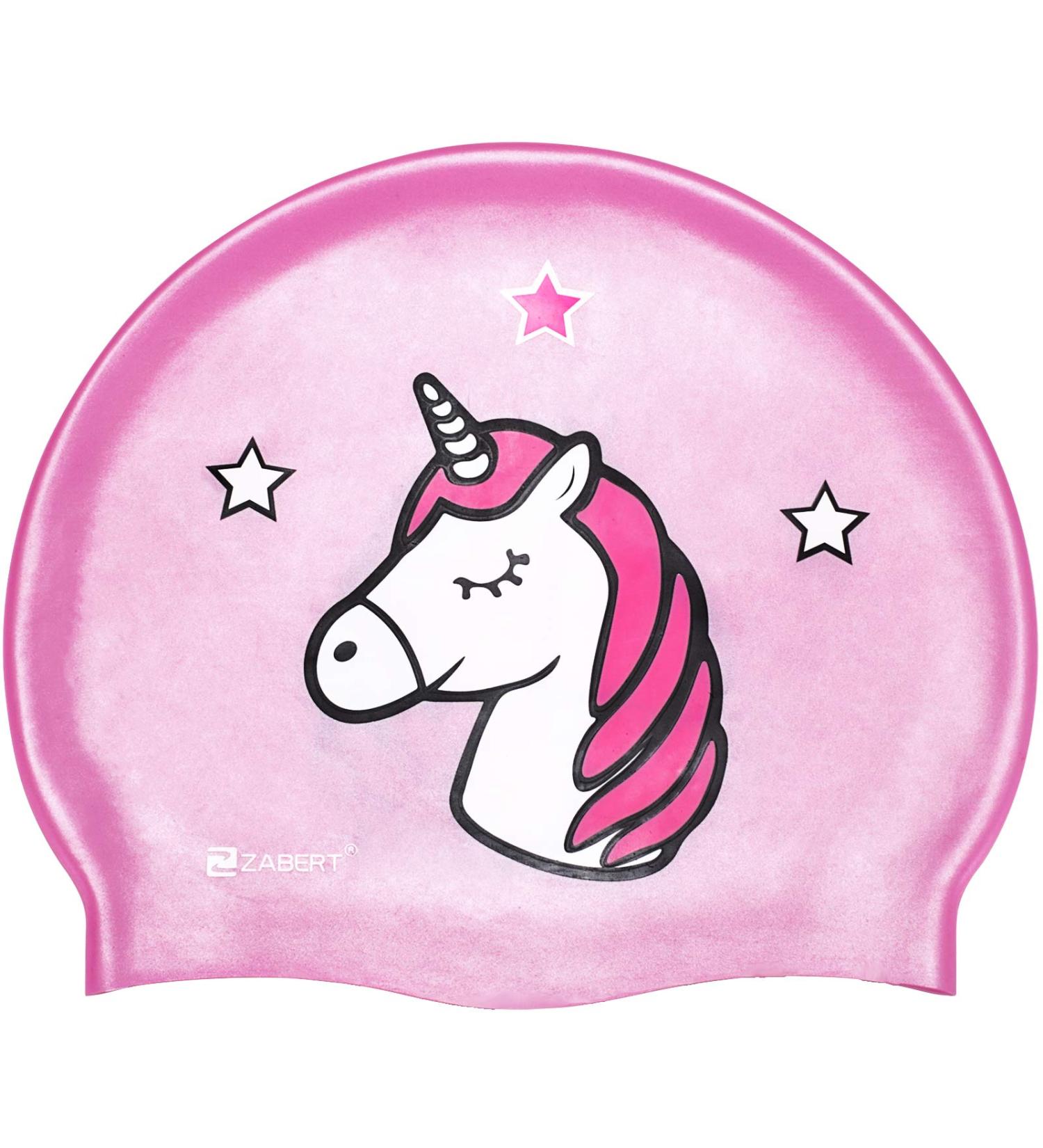 Zabert C600 Kinder Bath Cap | Premium Soft Silicone Waterproof Swimming Cap for Kids (Ages 2-12) | Rosa Unicorn Pink | Large Size - Buy Online on GoSupps.com