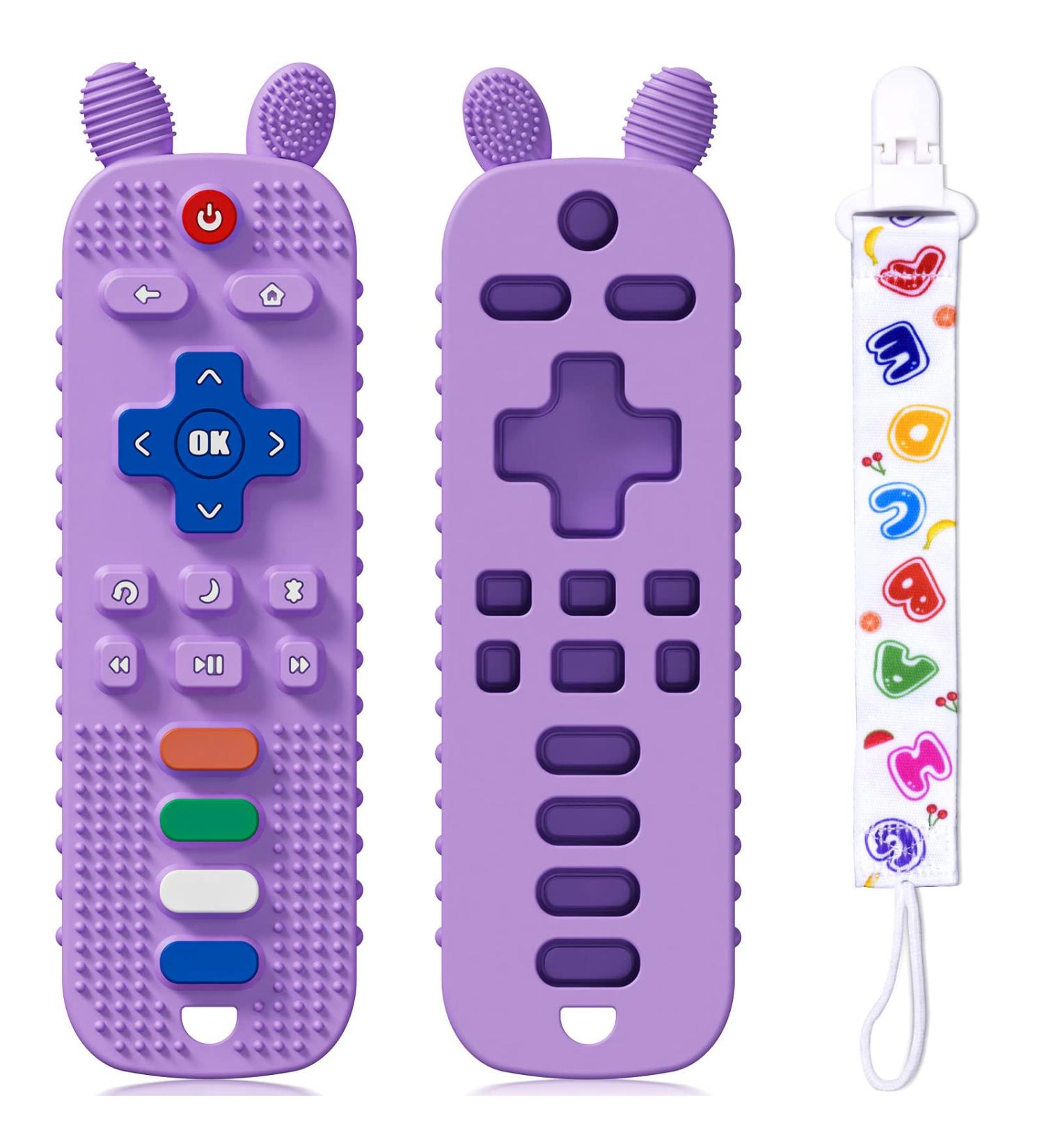 Scuwtocn Silicone Teether Toys | Remote Control Shape | Baby Teething Toy 6-12 Months | Textured & Flexible | Gum Soothing & Sensory | Purple - Buy Online on GoSupps.com
