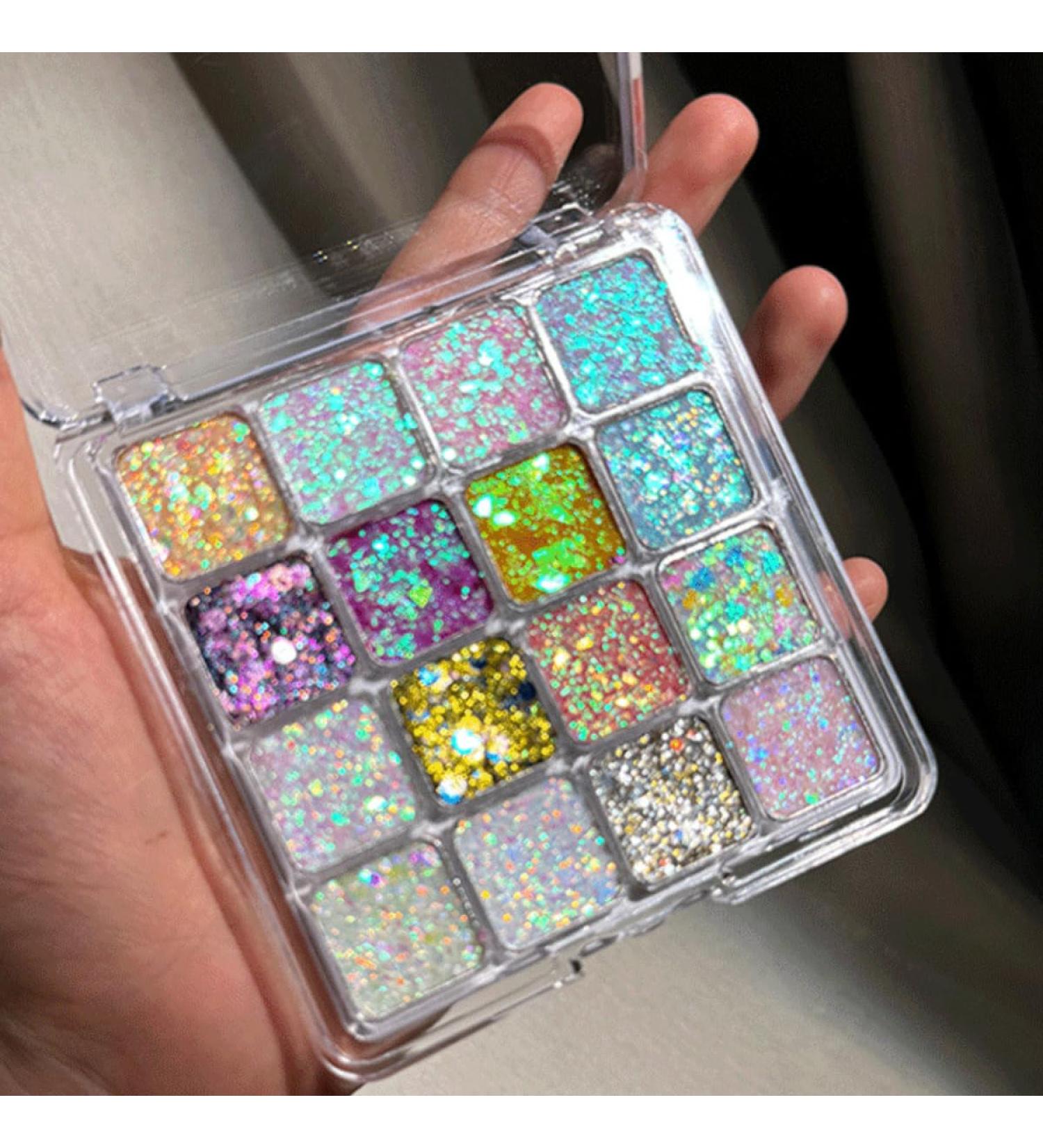  KARLOR 16 Colors Eyeshadow Eye Shadow Glitter Palette Face Body Glitter Palette Shimmer Pearl Body Makeup Festival Carnival - Buy Online on GoSupps.com