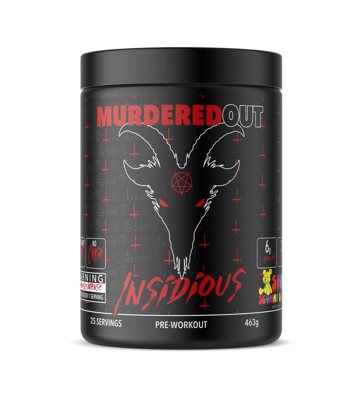 Murdered Out Insidious Pre-Workout 463g Sour Scummy Bear Killer Lollipop