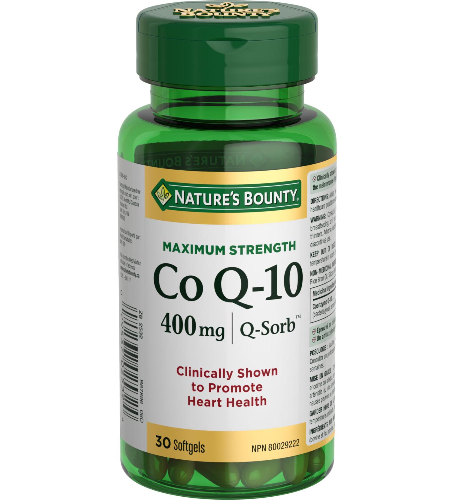 Nature's Bounty Co Q10 400mg Pills Supplement Promotes Heart Health 30 Softgels - Buy Online on GoSupps.com