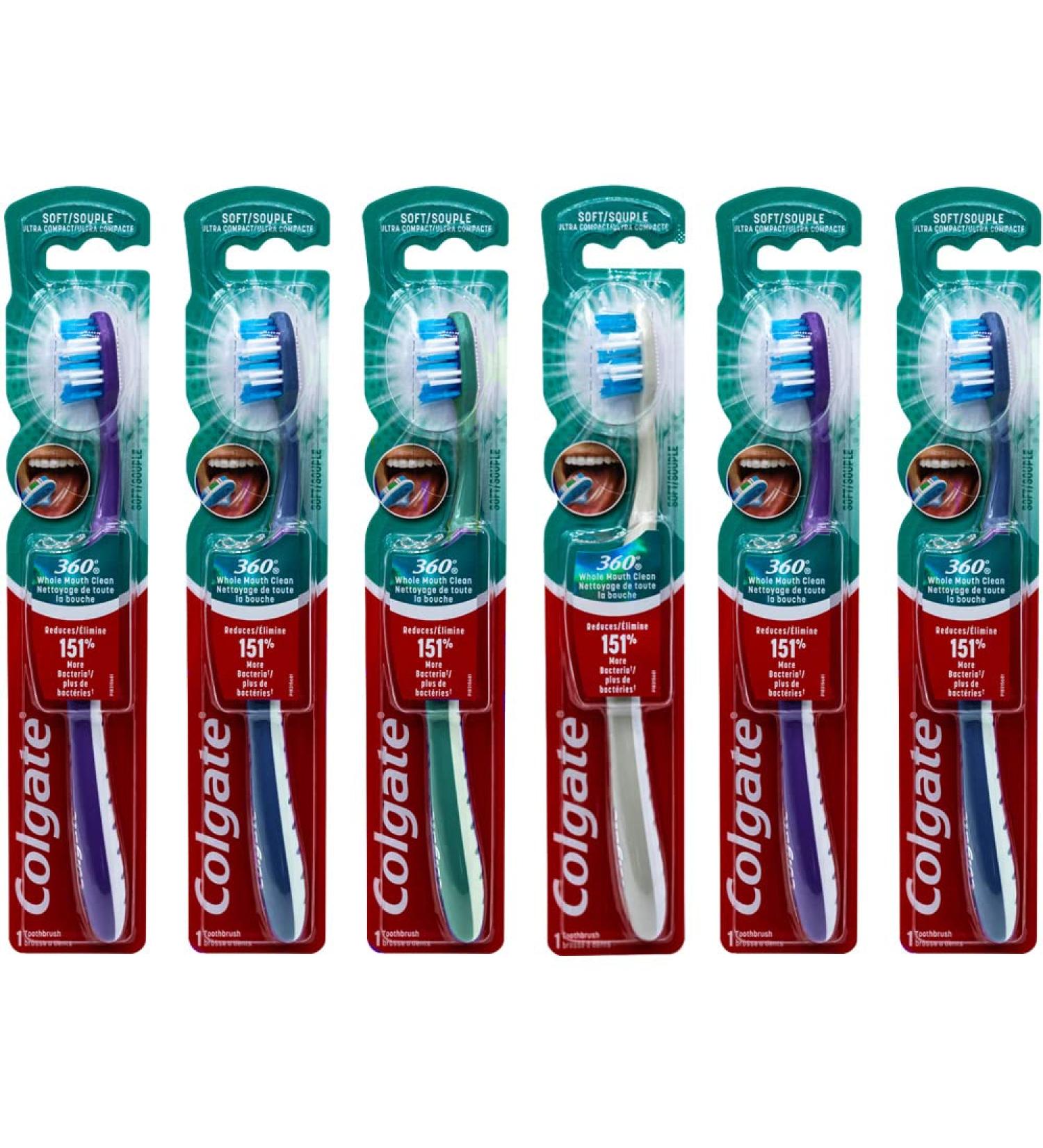 Colgate 360 Whole Mouth Clean Ultra Compact Soft Toothbrush - Pack of 6 - Buy Online on GoSupps.com