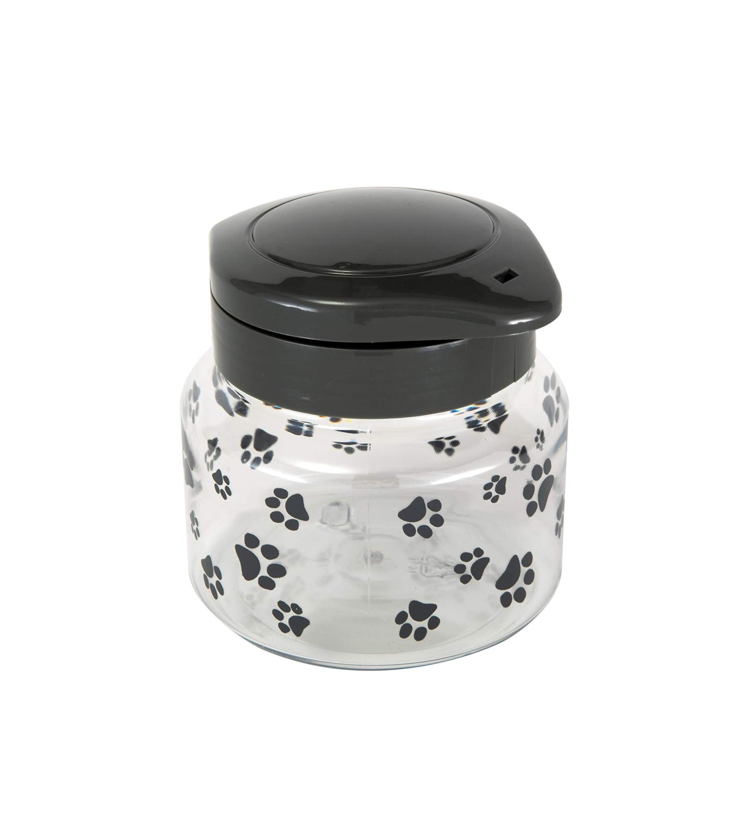 Lixit Food and Treat Storage Jars for Dogs, Cats, Small Animals and Birds. 44 ounce Grey