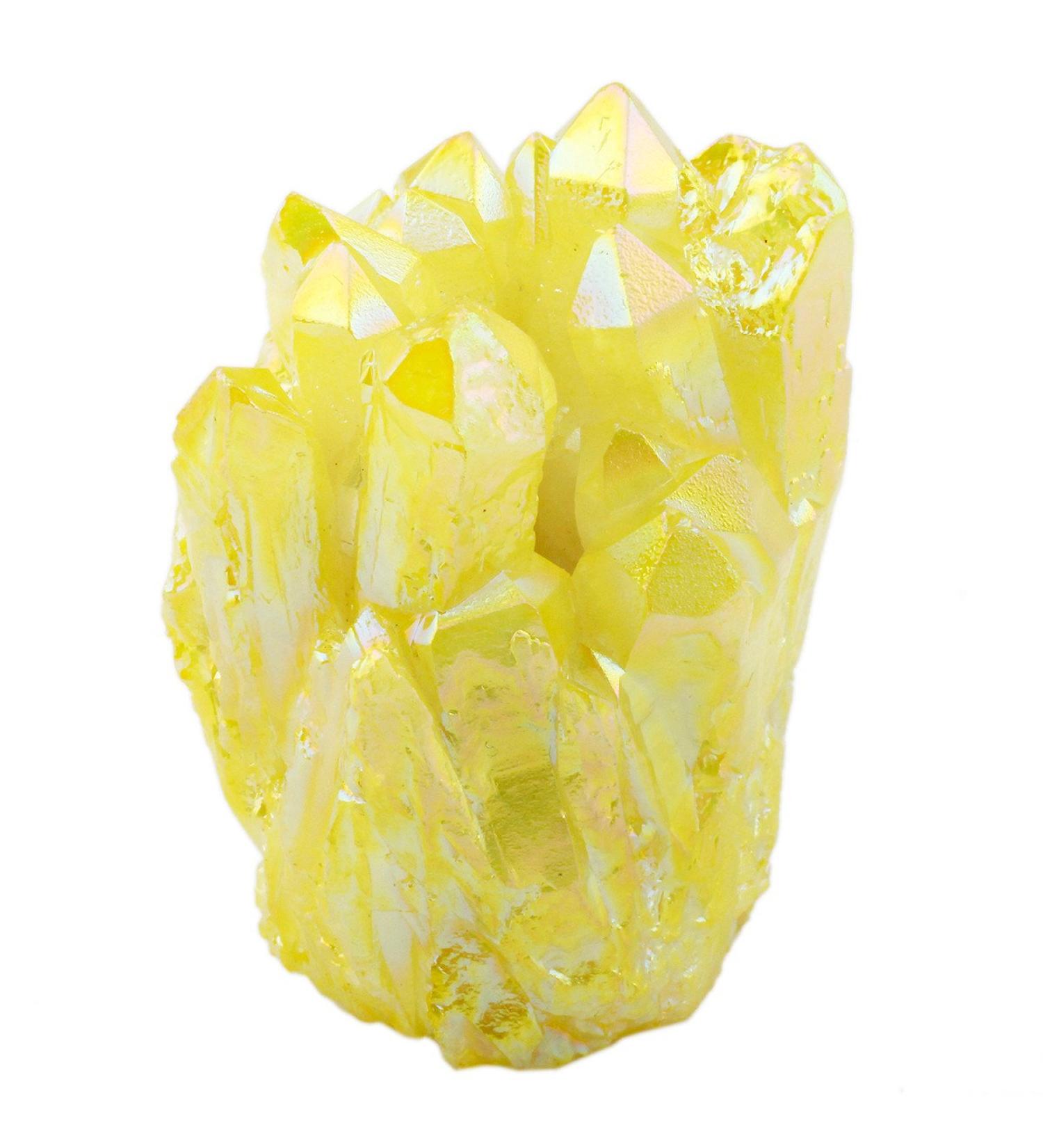 Nupuyai Titanium Coated Bergkristall Druse - Irregular Quartz Geode Cluster for Reiki & Feng Shui Decoration - Yellow Gemstone - Buy Online on GoSupps.com