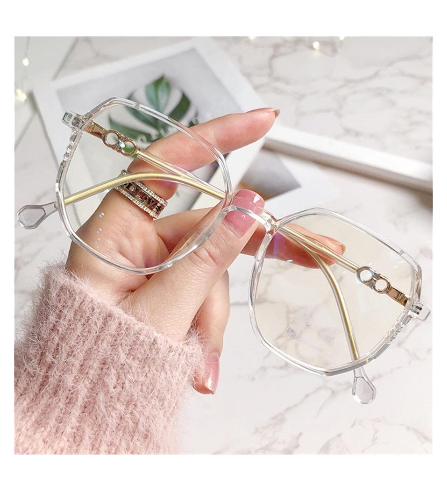 Kdoq reading glasses glasses women anti-blue light glasses student vintage oversized glasses done girl glasses (color: gold size: +2.5)