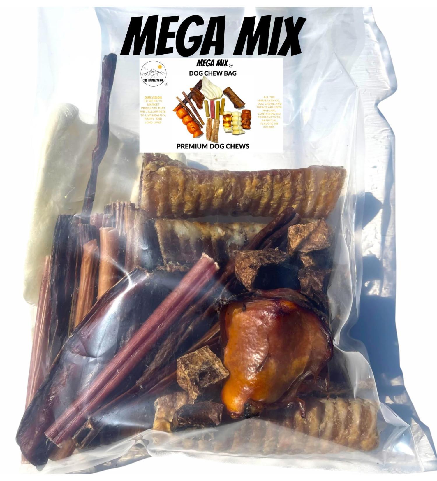 MEGA Mix Dog CHEW Bag - *(Small/Medium Dog)* - All Natural Dog Chews and Treats - Bully Stick - Himalayan Yak Chews - Beef Cheek Rolls - Beef Ears & More - for Dogs - Buy Online on GoSupps.com