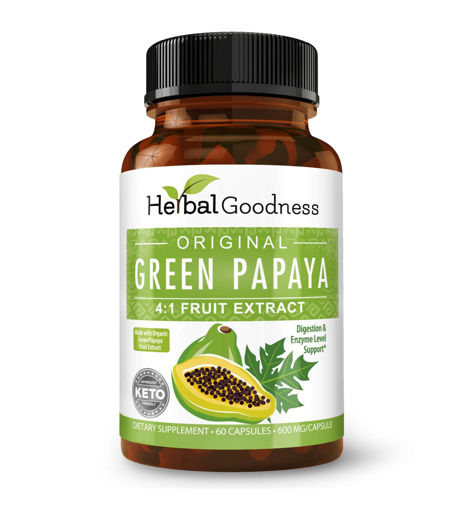 Green Papaya Fruit Extract Capsules - Organic Papaya Enzymes with Prebiotics and Probiotics for Digestive Health - Super Digestive Enzymes Immune Support- 60 Capsules Made in The USA 1 - Buy Online on GoSupps.com