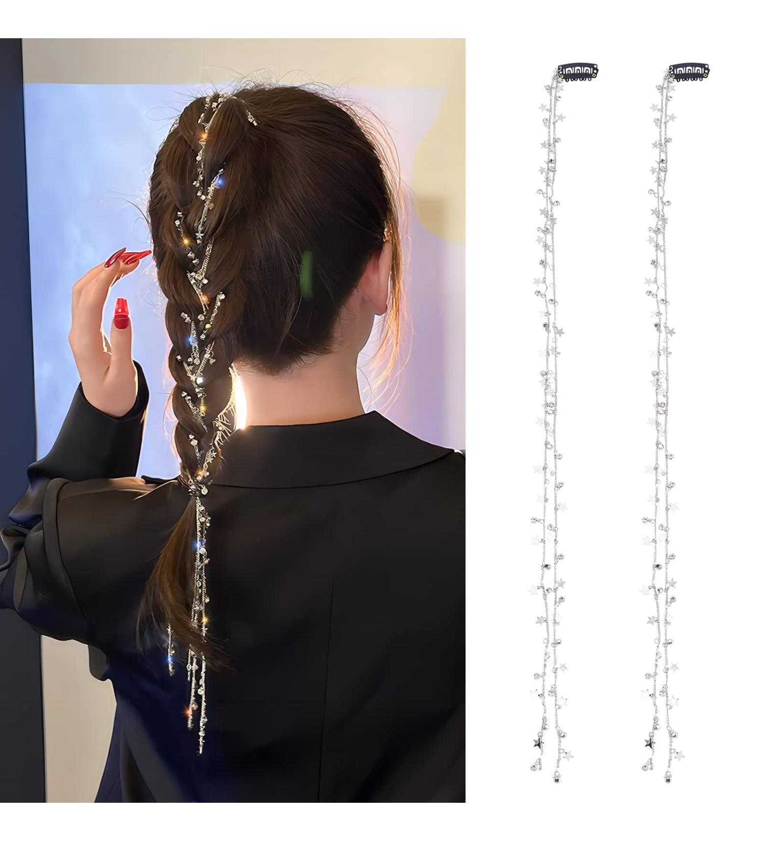 Arricraft Star Charms Hair Chains with Glass Rhinestone Clips - Bling Crystal Head Chain for Women - Buy Online on GoSupps.com