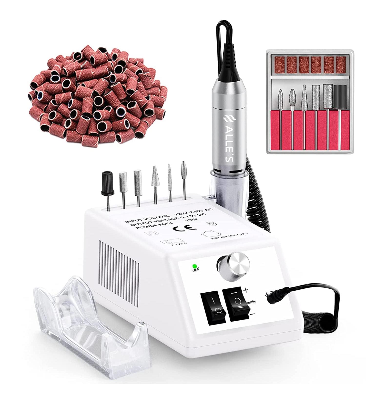 Professional Electric Nail Drill 20000 RPM Efile Kit | Manicure Grinder Tools for Acrylic Nails | Includes Nail Drill Bits Set and Sanding Bands | White - Buy Online on GoSupps.com