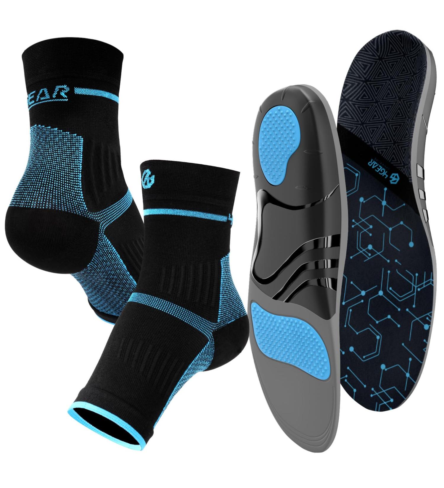 Plantar Fasciitis Relief Kit - Compression Foot Sleeves & Arch Support Insoles - Fast Pain Relief & All-Day Comfort - 1 Pair Socks & Insoles (Blue) - Women 5-7 Men 6-7.5 - Buy Online on GoSupps.com