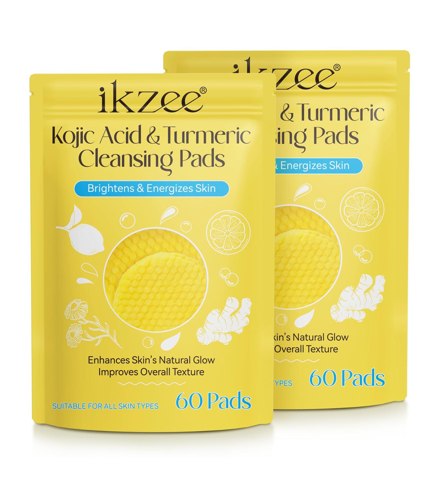 Turmeric Kojic Acid Pads - 60 Exfoliating Cleansing Pads for Dark Spots | Suitable for All Skin Types - 2 Pack - Buy Online on GoSupps.com