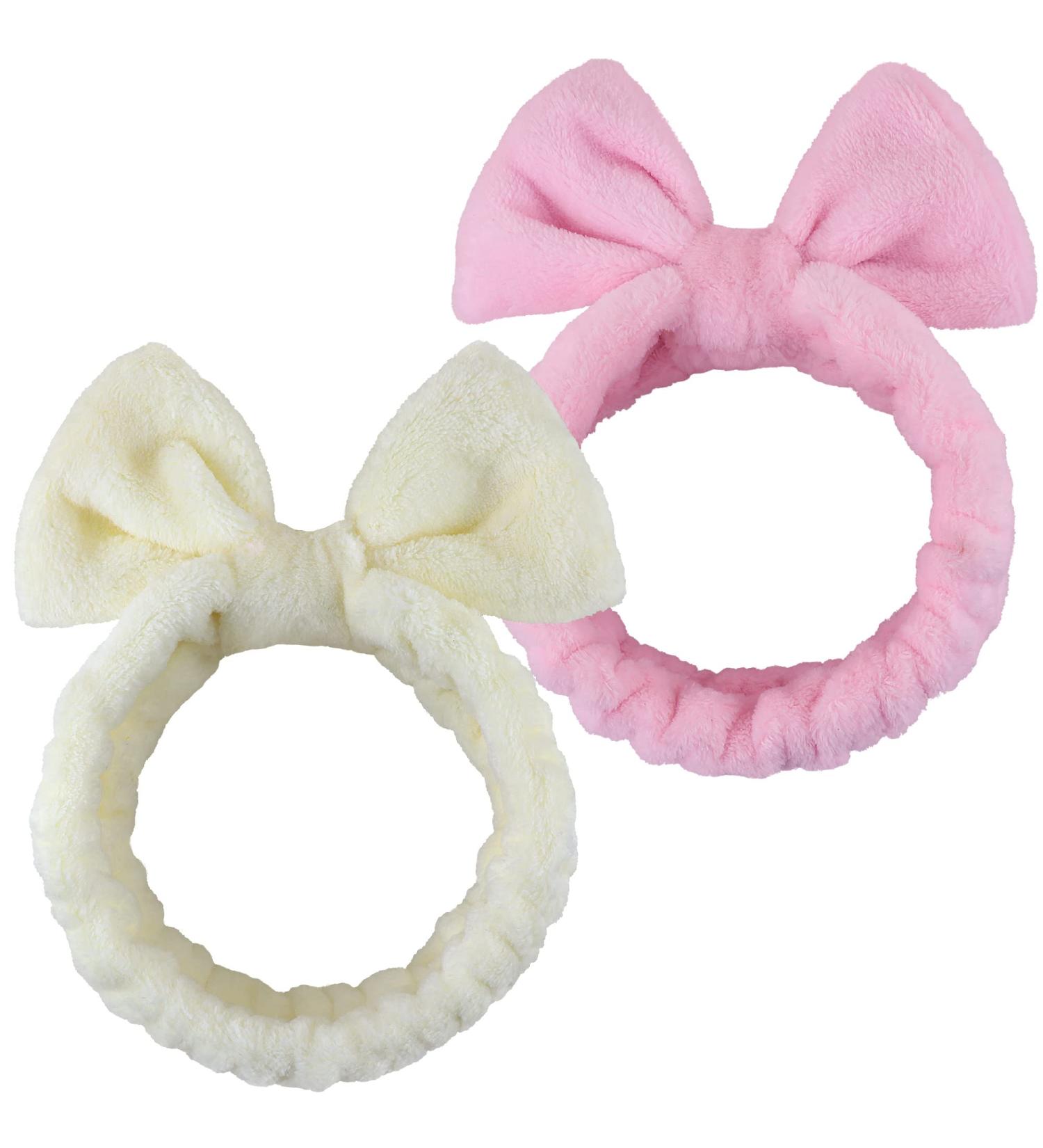 Soft Coral Fleece Spa Headband for Women and Girls - Facial Makeup, Shower, Skin Care - Bow Hairband for Slumber Party Supplies - Buy Online on GoSupps.com