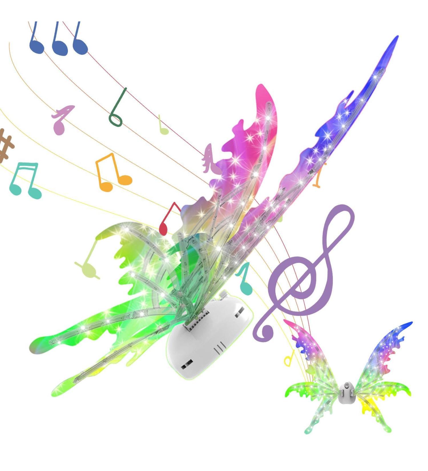 Light Up Fairy Wings | Adjustable Butterfly Colorful Wings with Music | Theme Eye-Catching Dressing for Parade Theatrical Performance Dress Up Masquerade English Color Box Rechargeable Version  - Buy Online on GoSupps.com