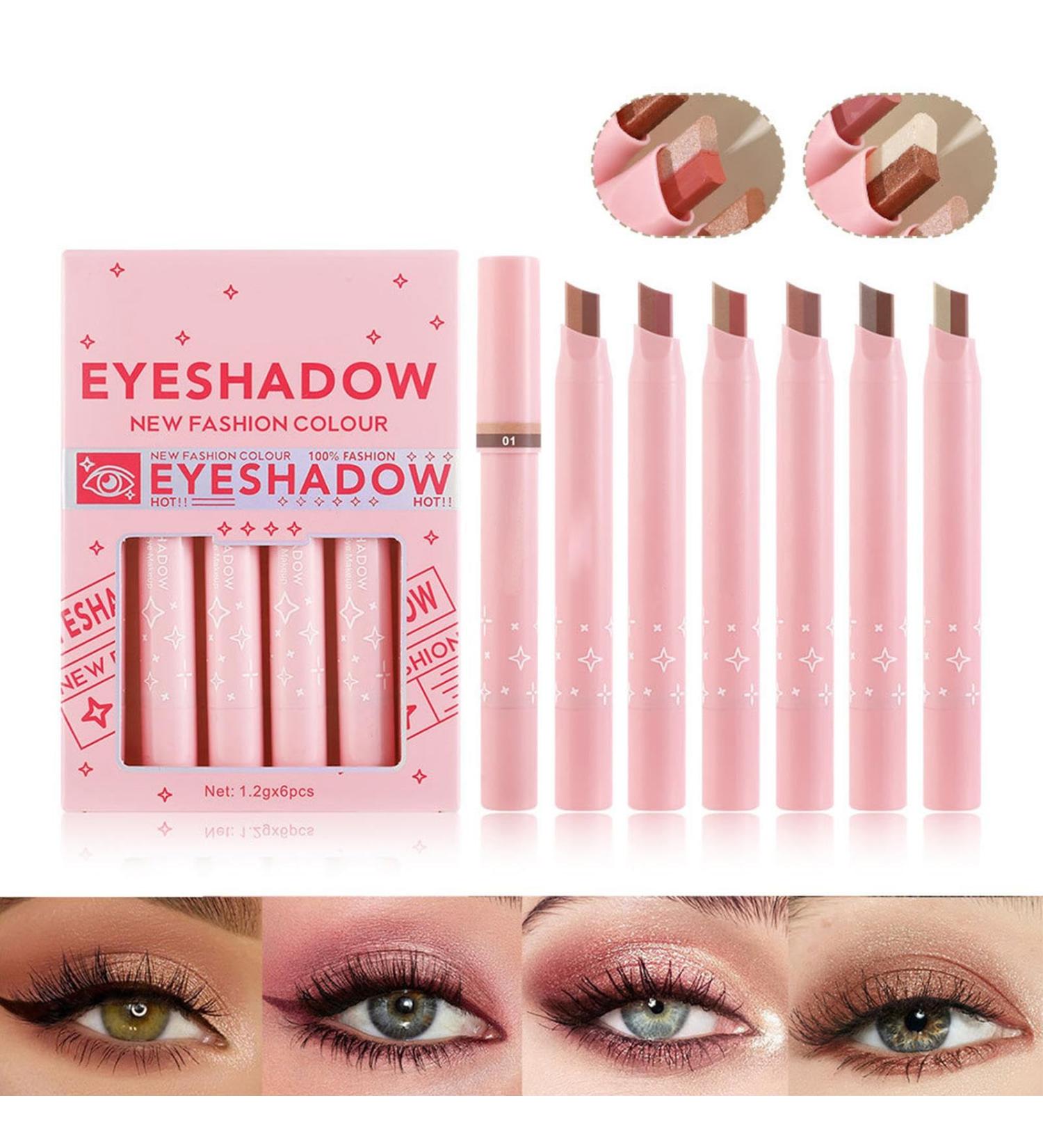  scyca 6 Pcs Two-Tone Eyeshadow Pencils Waterproof Cream Eyeshadow Pencil with Gradient Color for Girls Friends - Buy Online on GoSupps.com