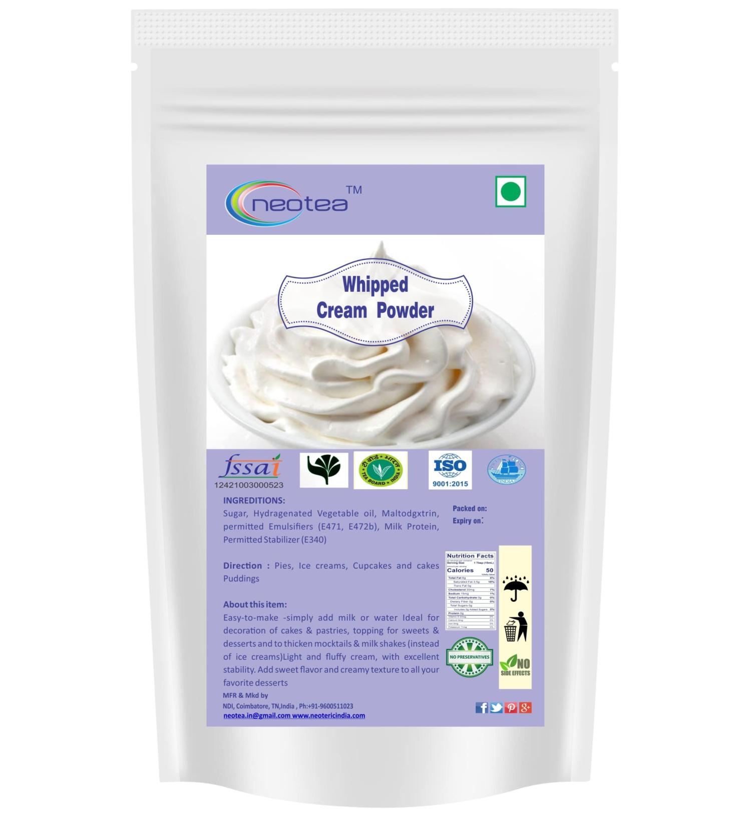 Neotea Whipped Cream Powder for Cake 200 gm (7.05 OZ) | Baking Essential for Light and Fluffy Cakes - Buy Online on GoSupps.com