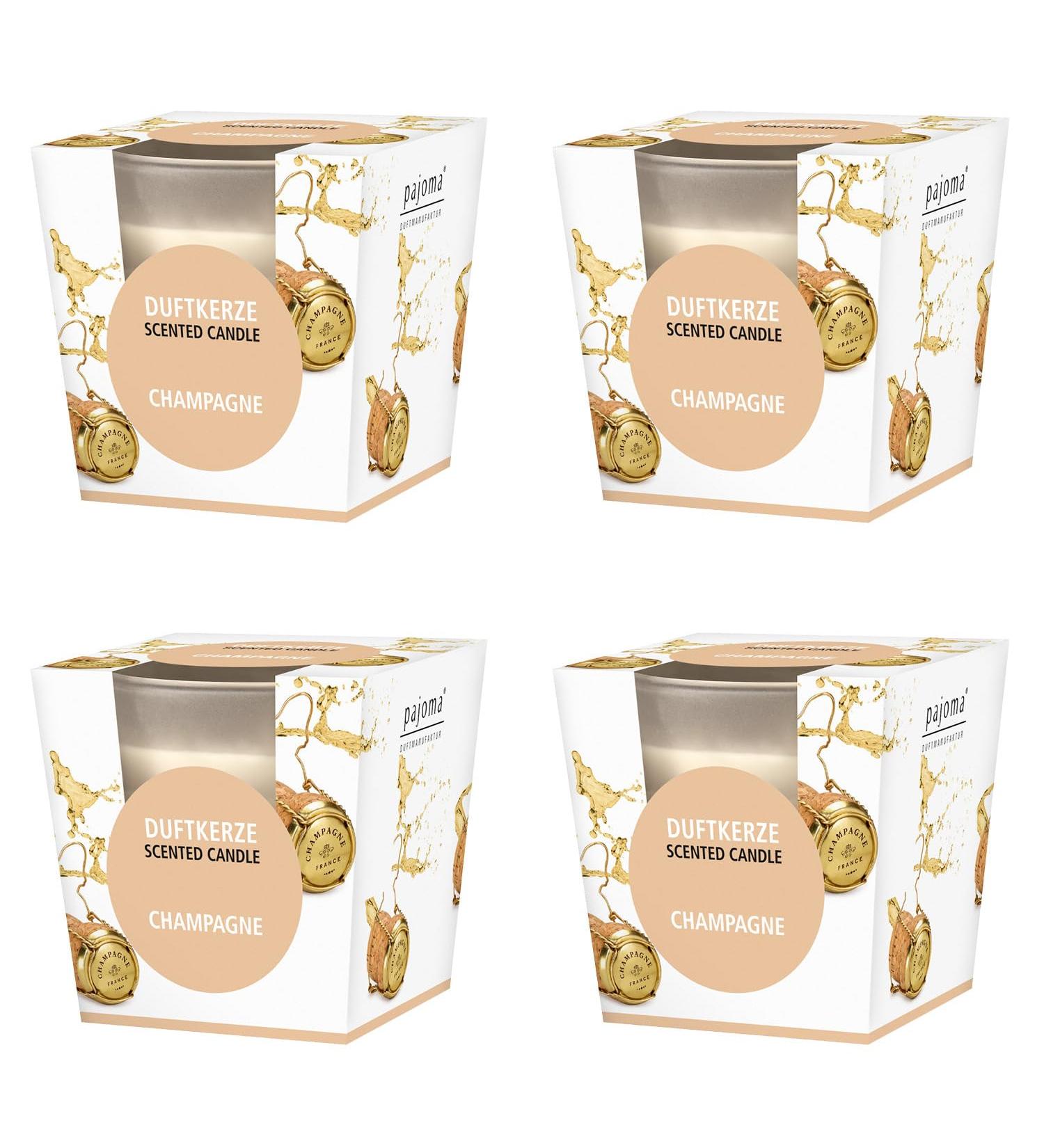 Pajoma Champagne Fragrance Candle Set - 4 Satin Glass Candles | 120g Each 25 Hours Burn Time Premium Gift Packaging - Buy Online on GoSupps.com